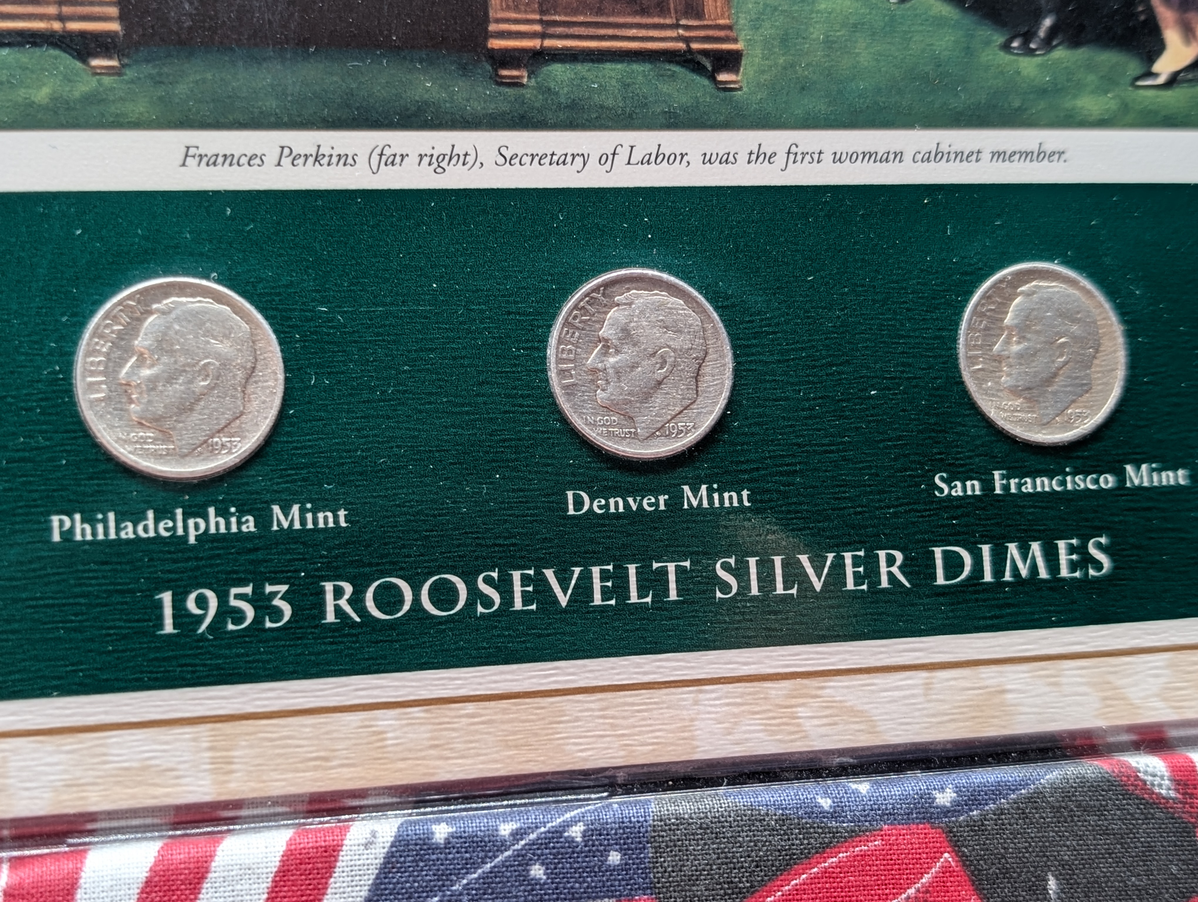 1953 P, D, & S Silver Roosevelt Dimes with Stamp in Binder Sleeve Display - All Are 90% Silver