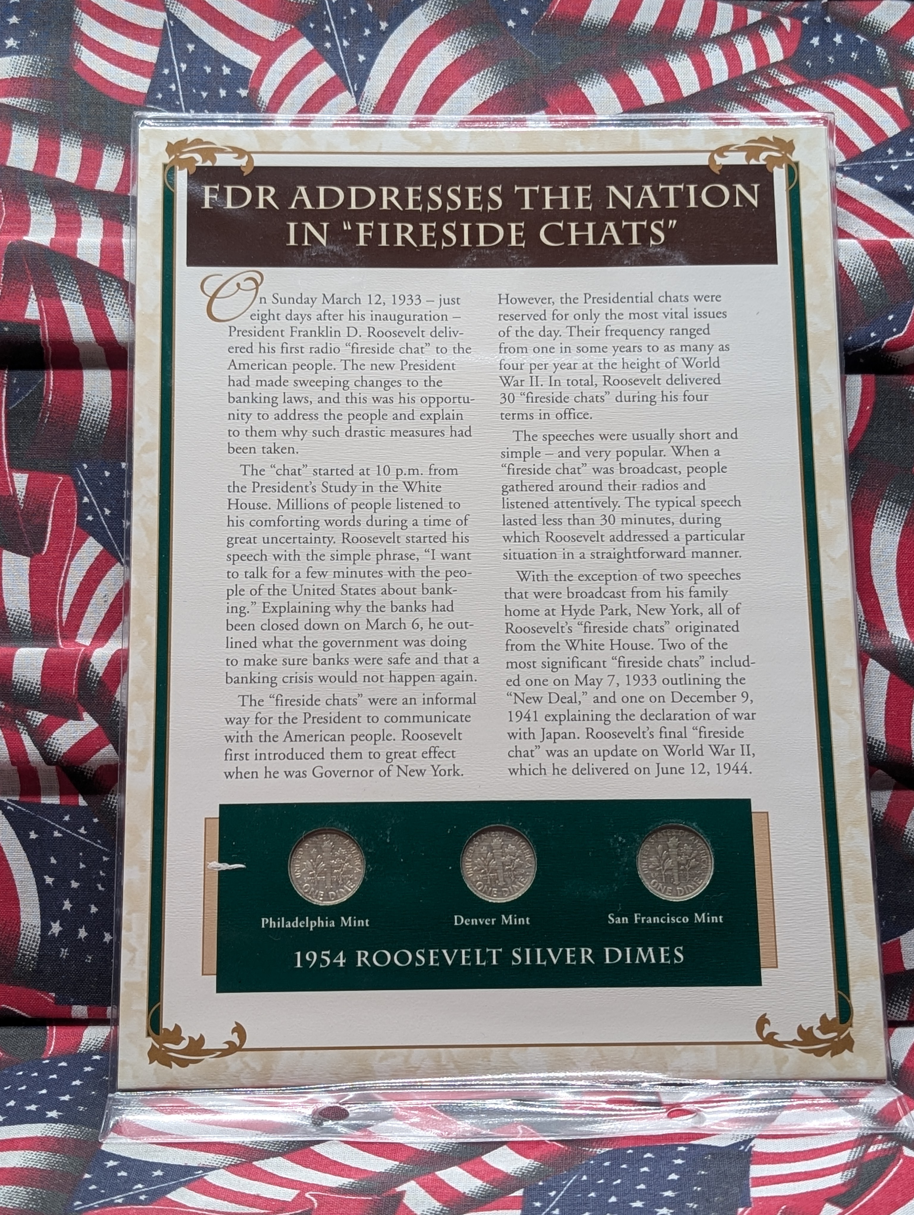 1954 P, D, & S Silver Roosevelt Dimes with Stamp in Binder Sleeve Display - All Are 90% Silver