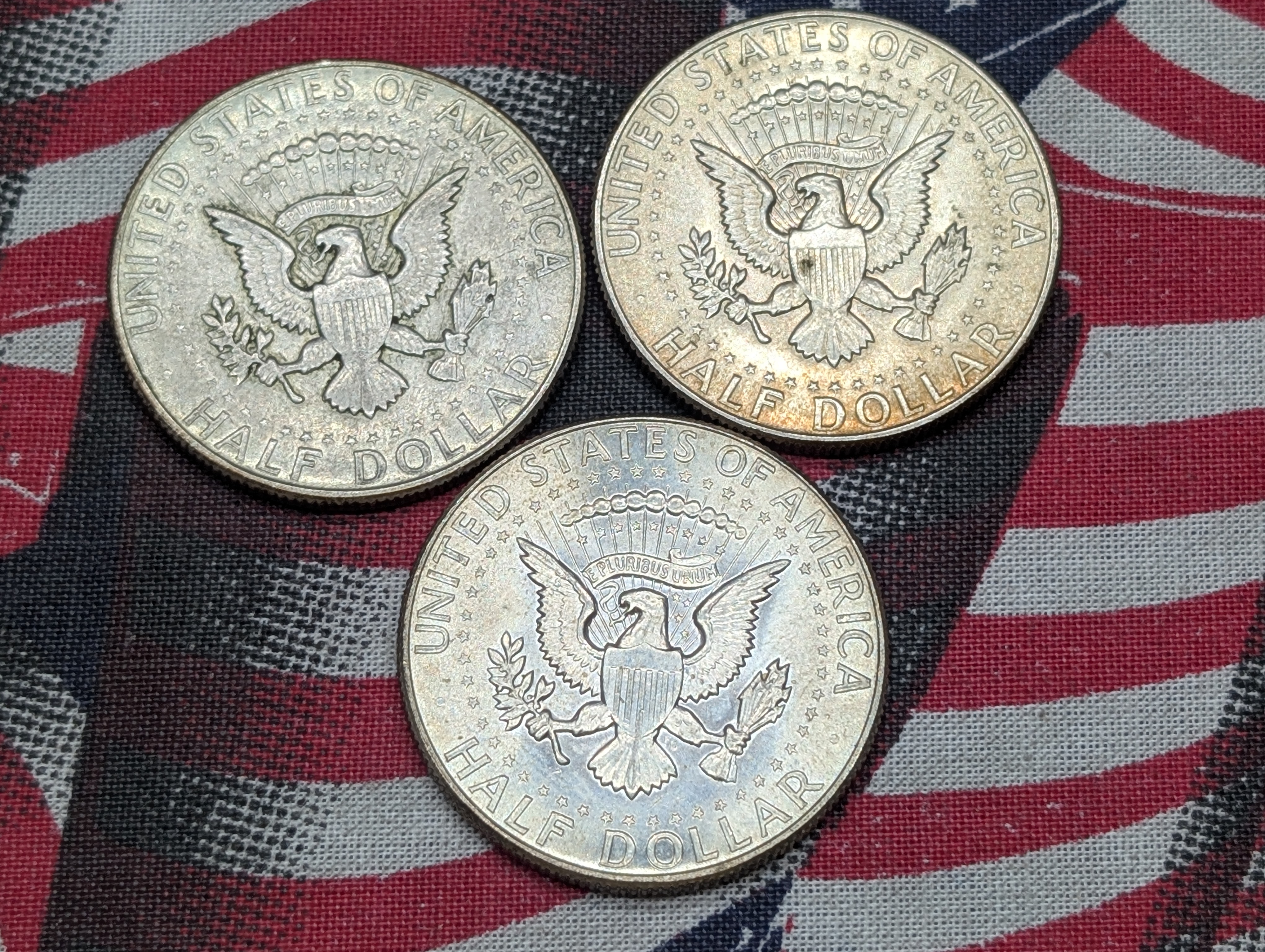 (3) 1967 40% Silver Kennedy Half Dollars