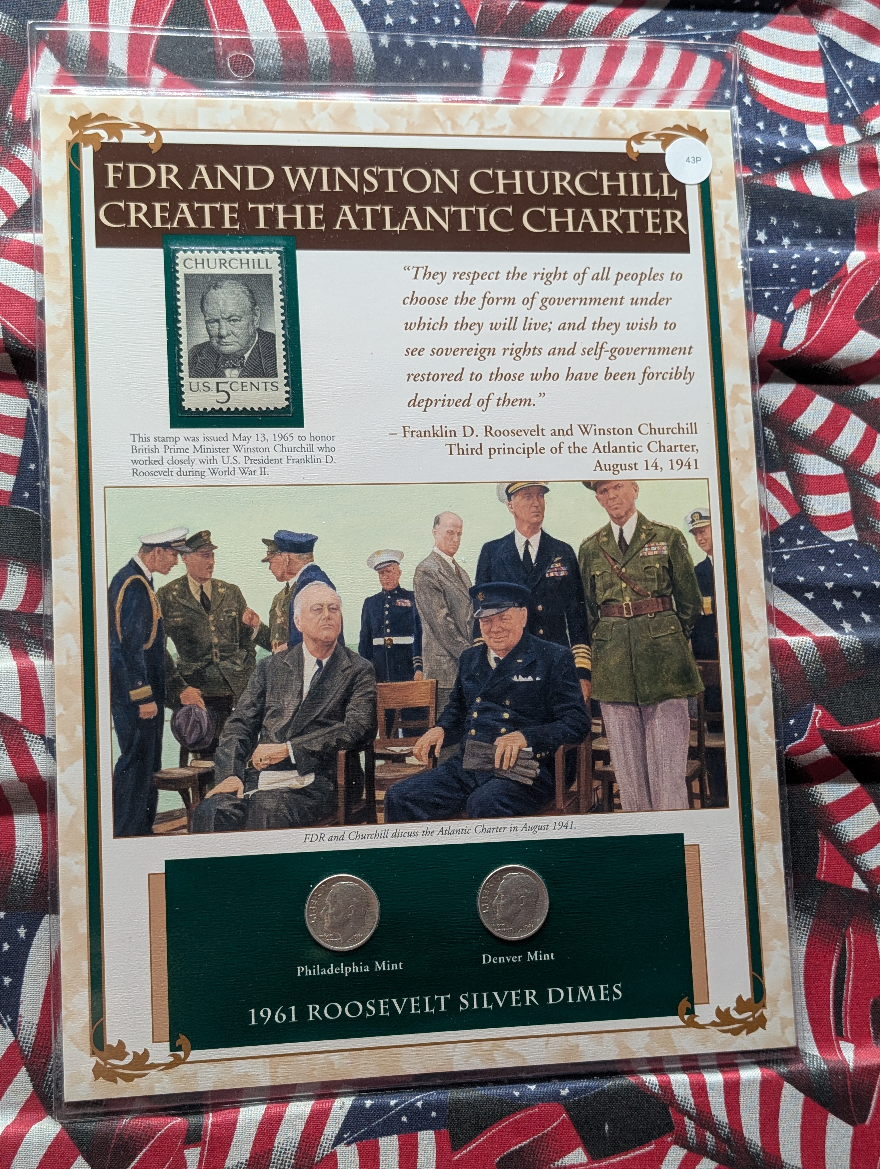 1961 P& D Silver Roosevelt Dimes with Stamp in Binder Sleeve Display - Both Are 90% Silver