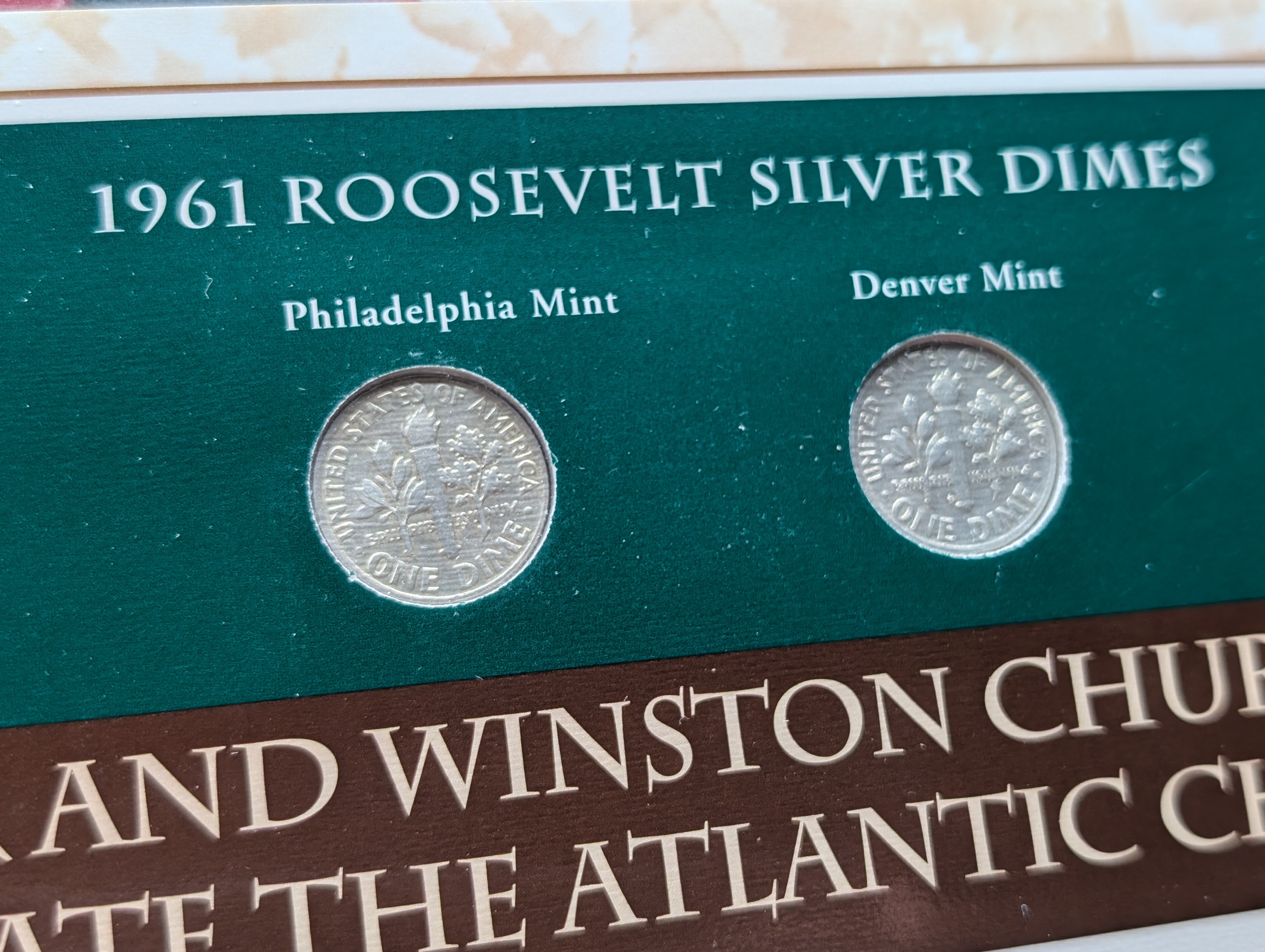 1961 P& D Silver Roosevelt Dimes with Stamp in Binder Sleeve Display - Both Are 90% Silver