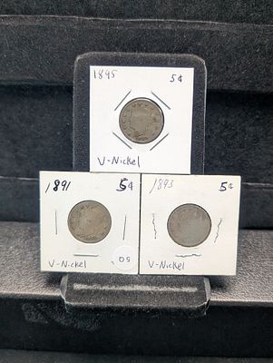 1891, 1893 and 1895 Liberty Head V-Nickels Condition PLEASE NOTE Some coins may have a grade on 