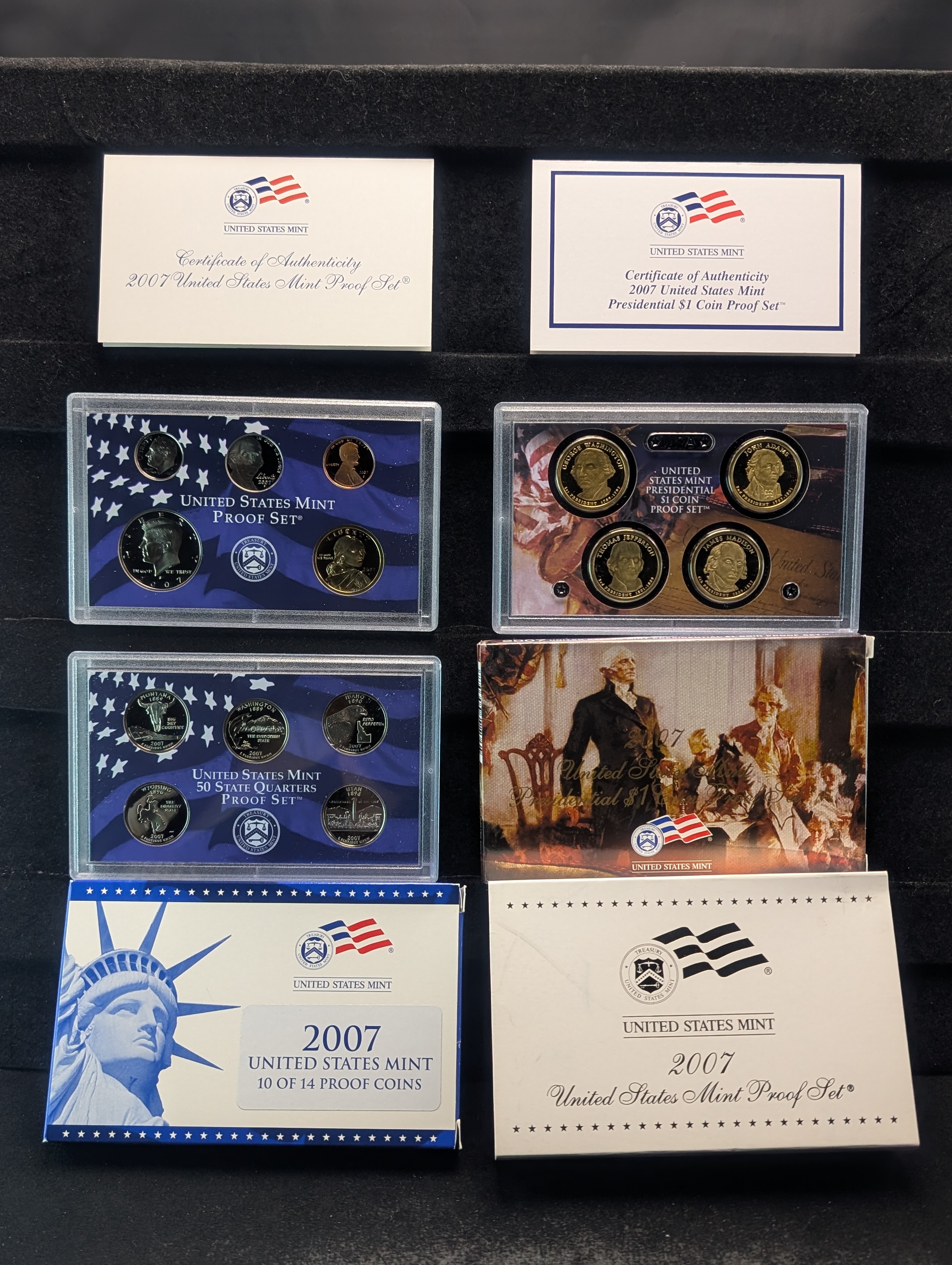 2007-S U.S. Mint Proof Set with State Quarters and Presidential Dollars in OGP w/ COA