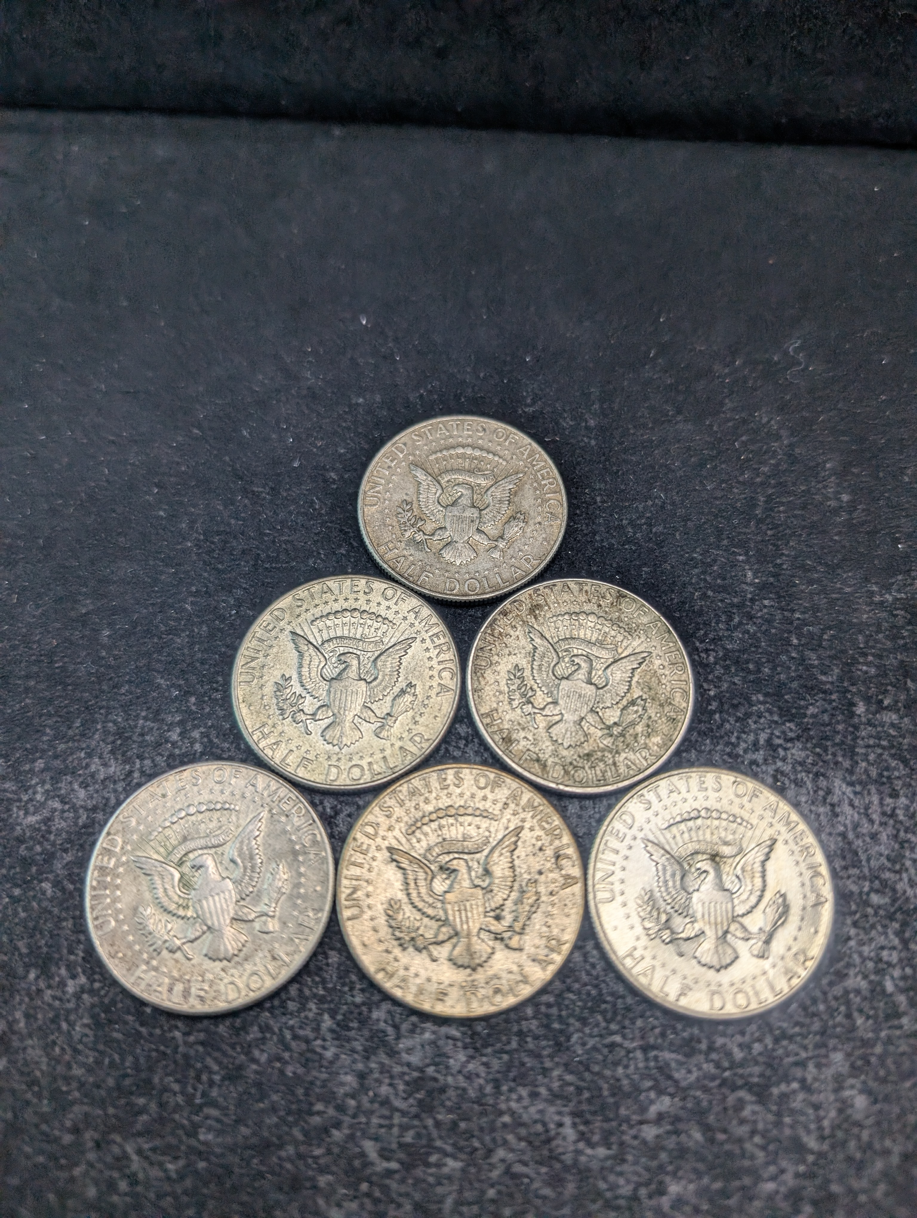 (1) 1966, (1) 1967, (2) 1968, & (2) 1969 40% Silver Kennedy Half Dollars