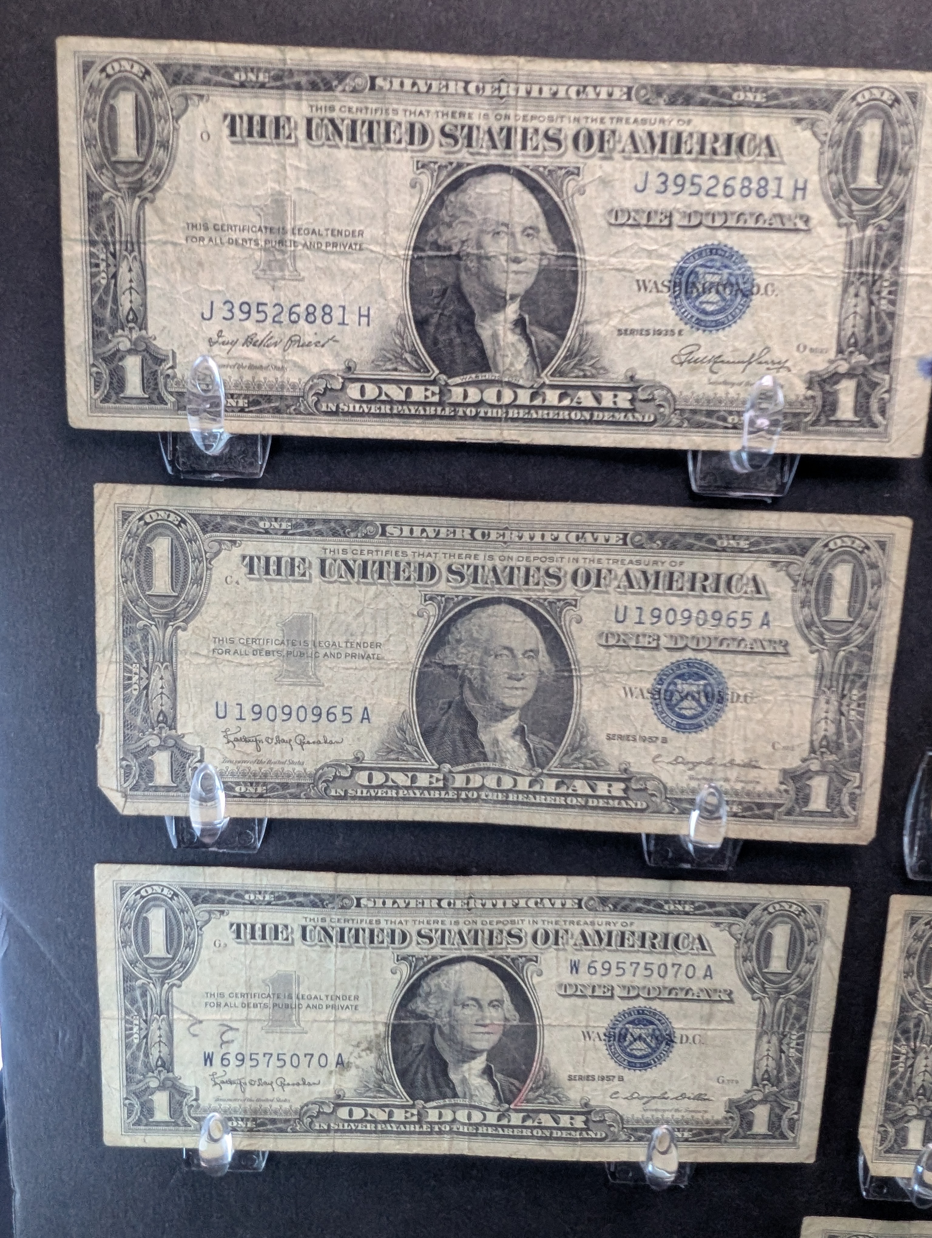 1935-E, 1935-G, (3) 1957-A, & (5) 1957-B One Dollar Silver Certificate Notes, 10 Notes