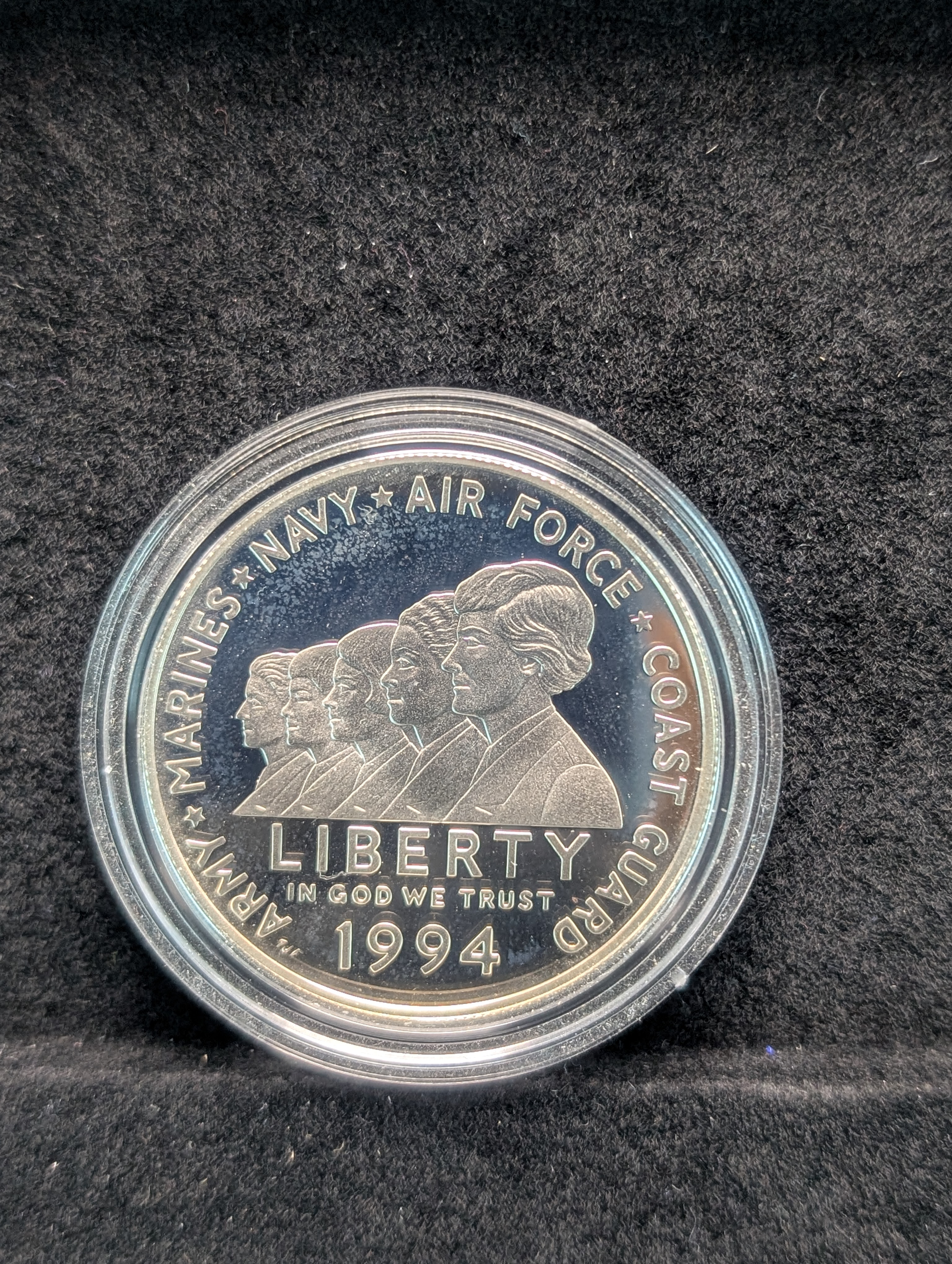 1994-P Women in Military Service Proof Silver Dollar, .900 Fine Silver