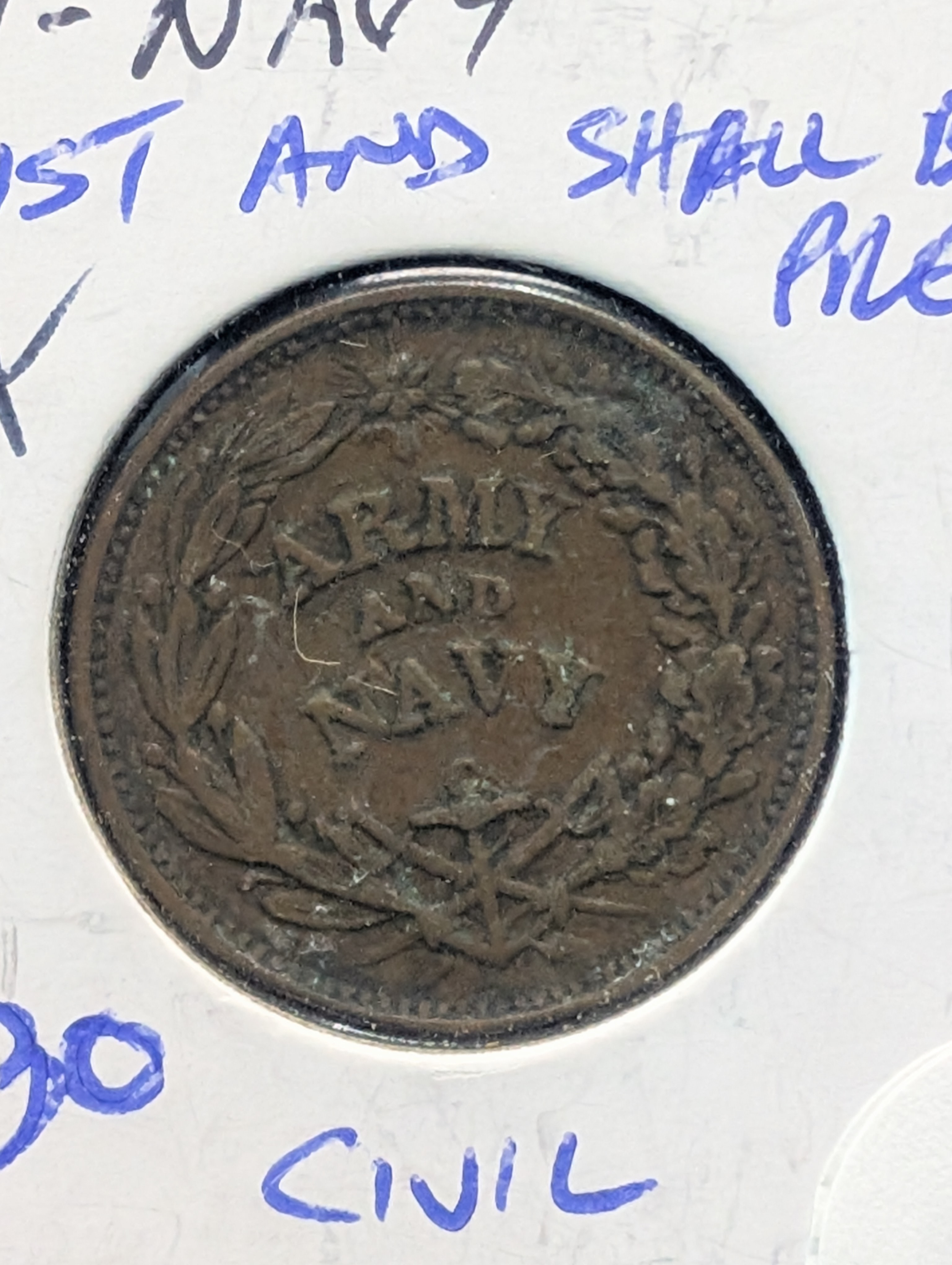 Civil War Token - "Army and Navy" - "It Must and Shall Be Preserved"