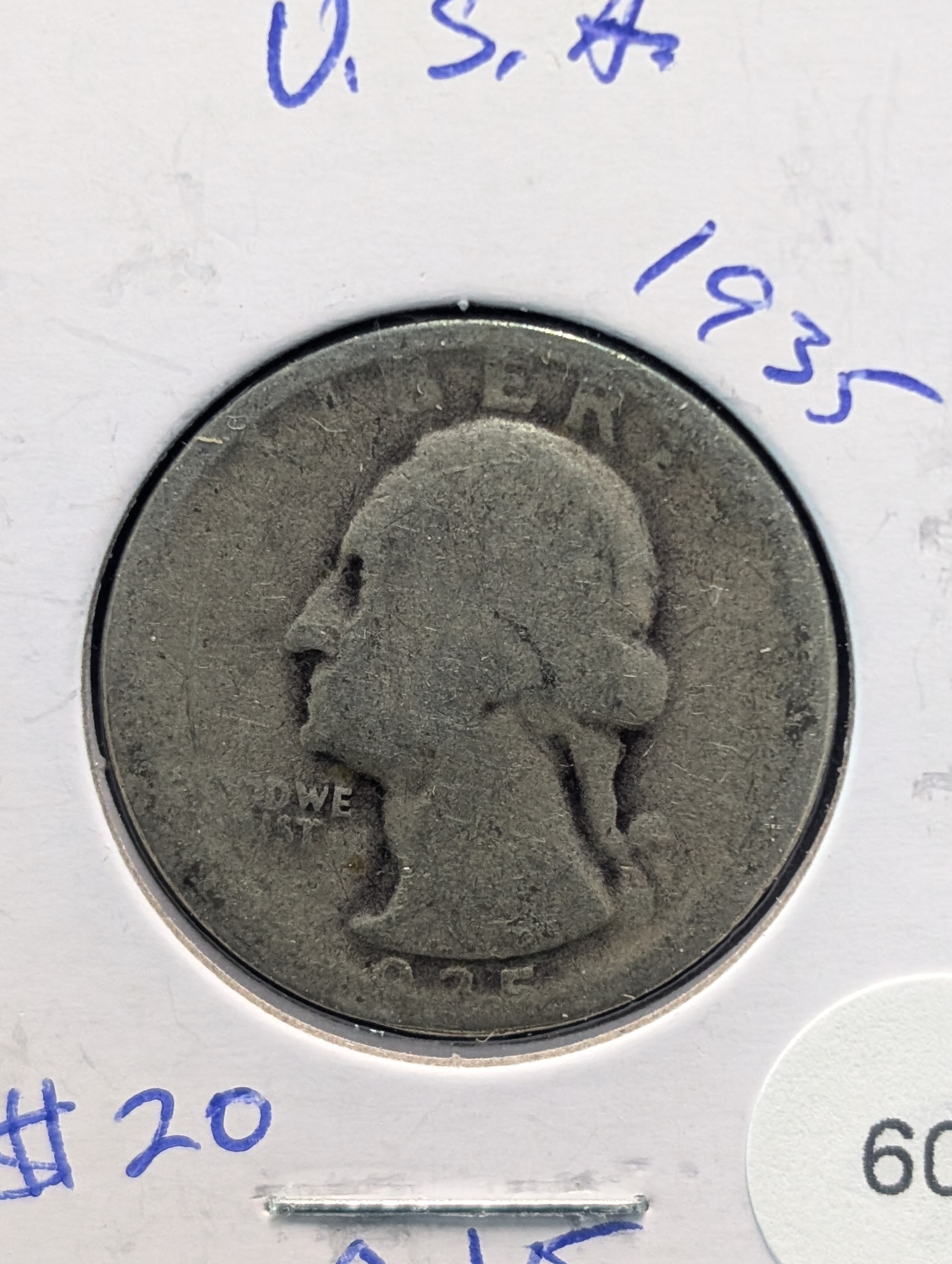 1935-P 90% Silver Washington Quarter