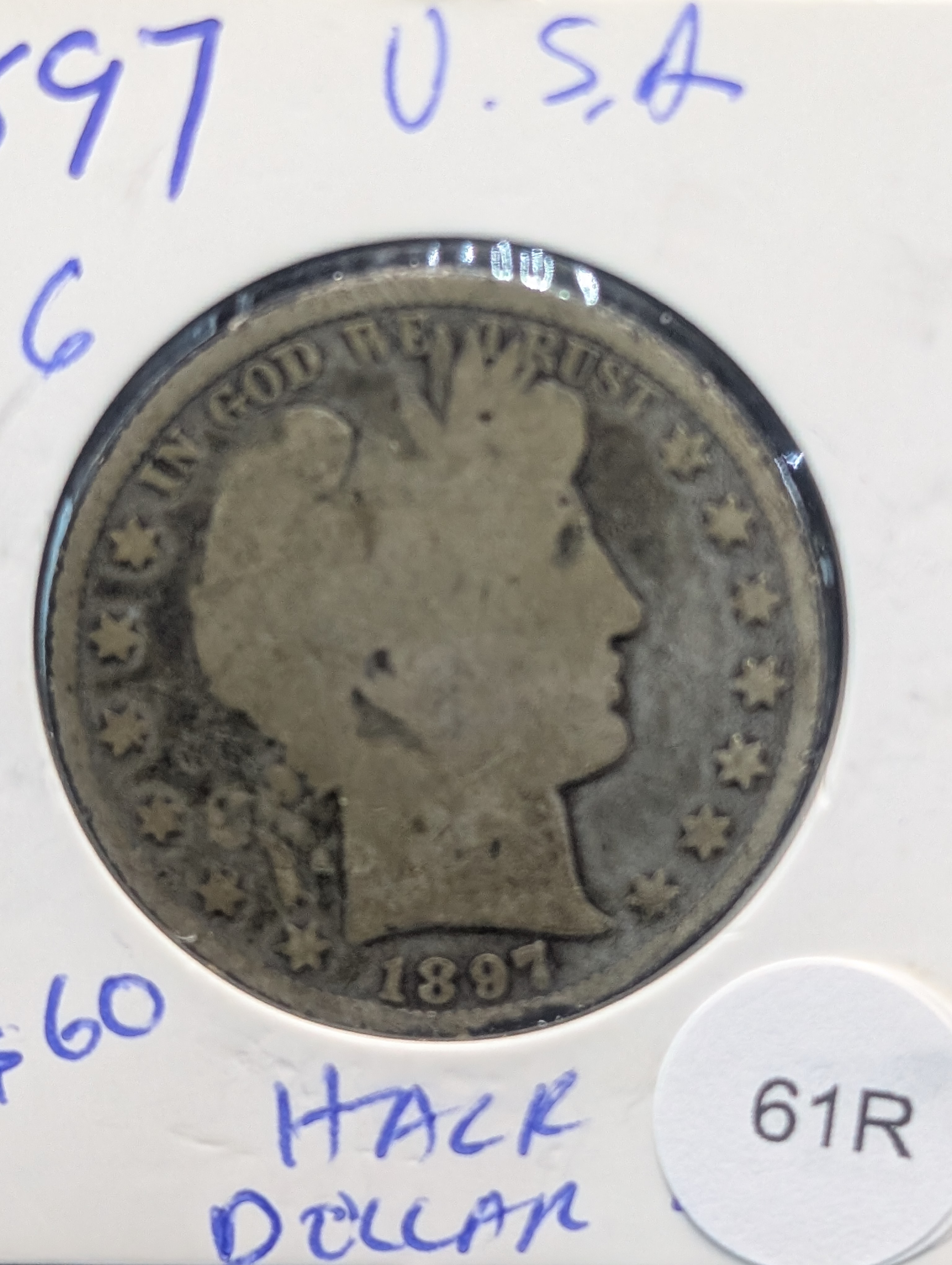 1897 Silver Barber Half Dollar - 129 Years Old!