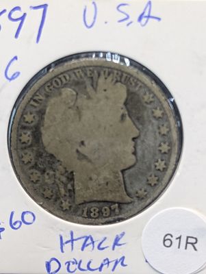 1897 Silver Barber Half Dollar - 129 Years Old! Condition PLEASE NOTE Some coins may have a 