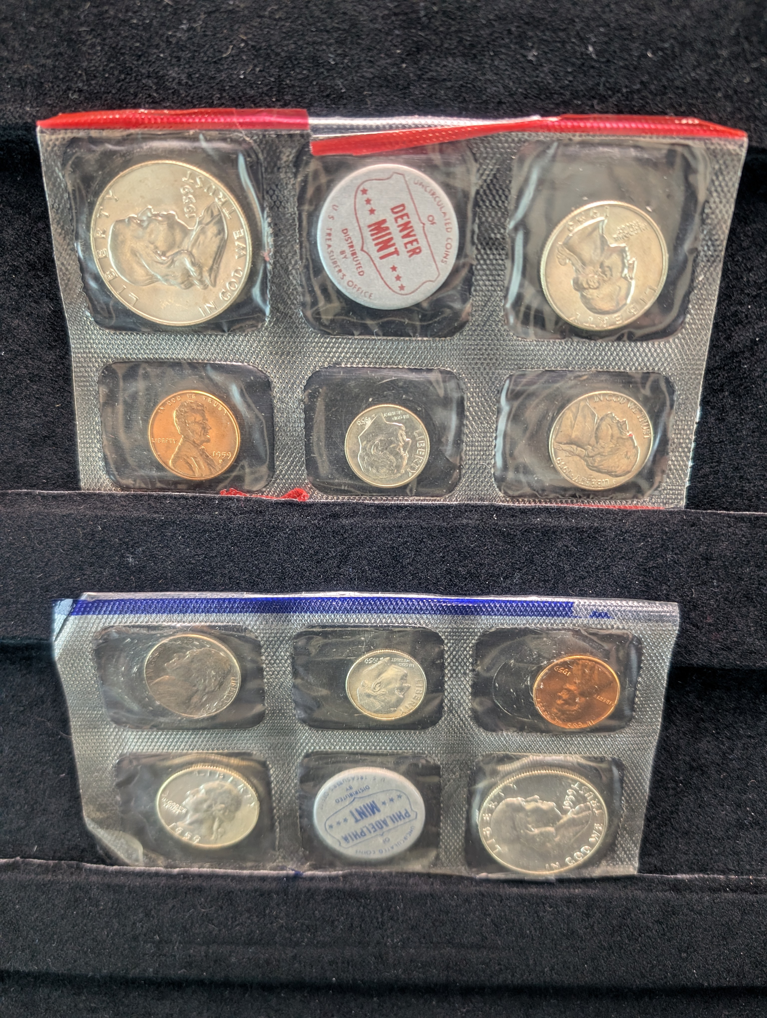 1959-P & D Unc. U.S. Mint Set, without box - Six 90% Silver Coins