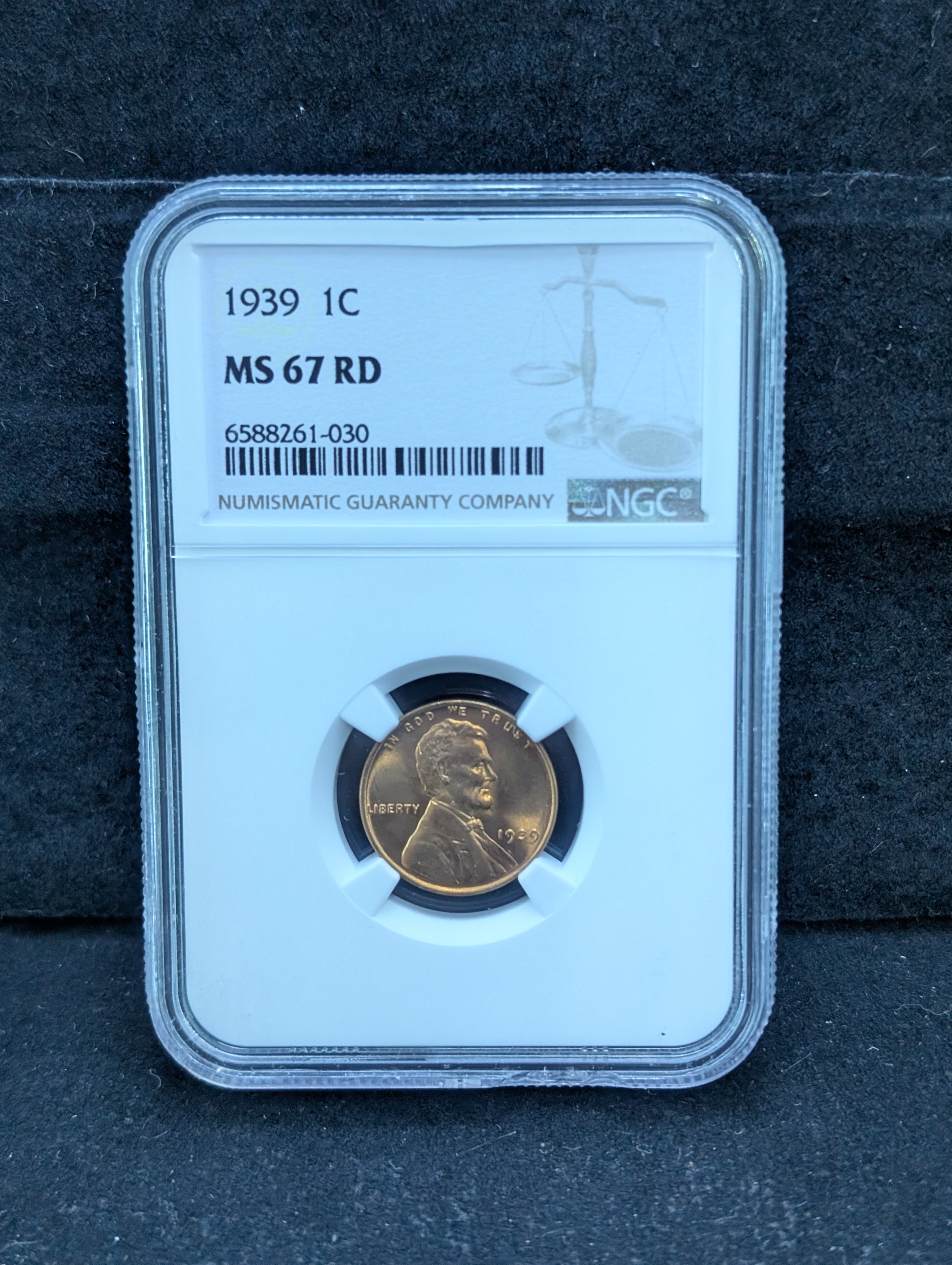 1939 Lincoln Wheat Cent NGC MS 67 RD