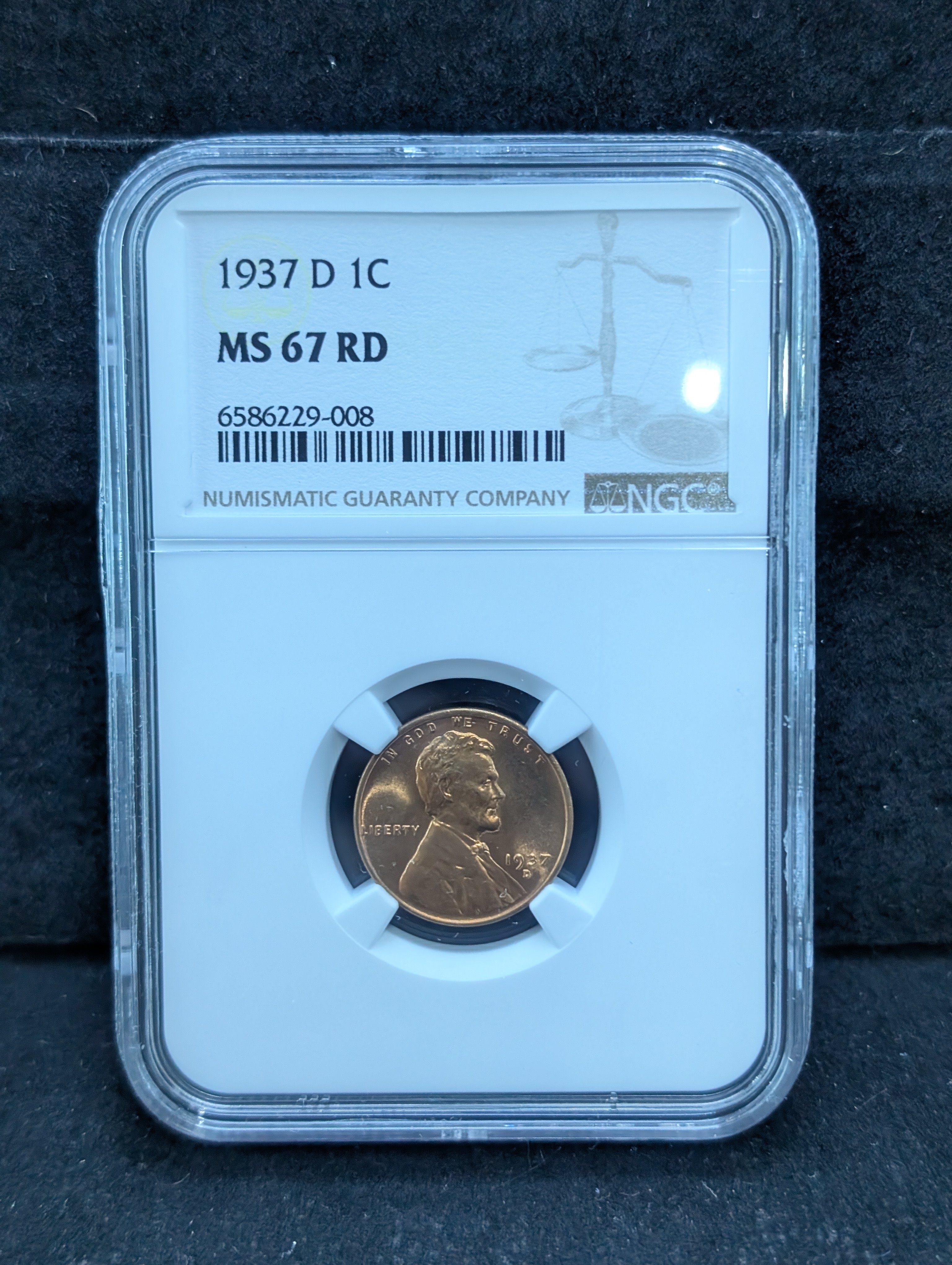 1937-D Lincoln Wheat Cent NGC MS 67 RD
