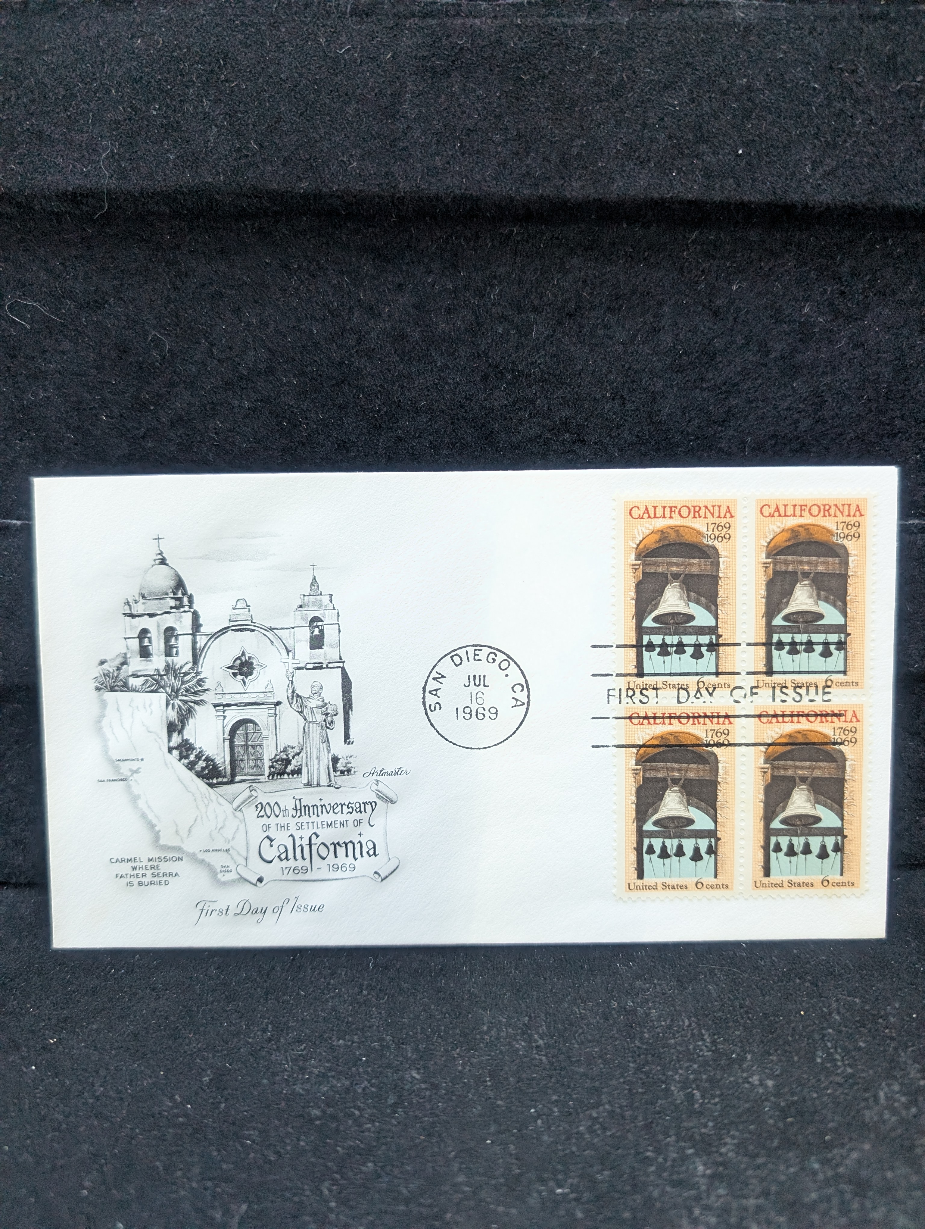 Rare 4 Block "California" First Day Cachet