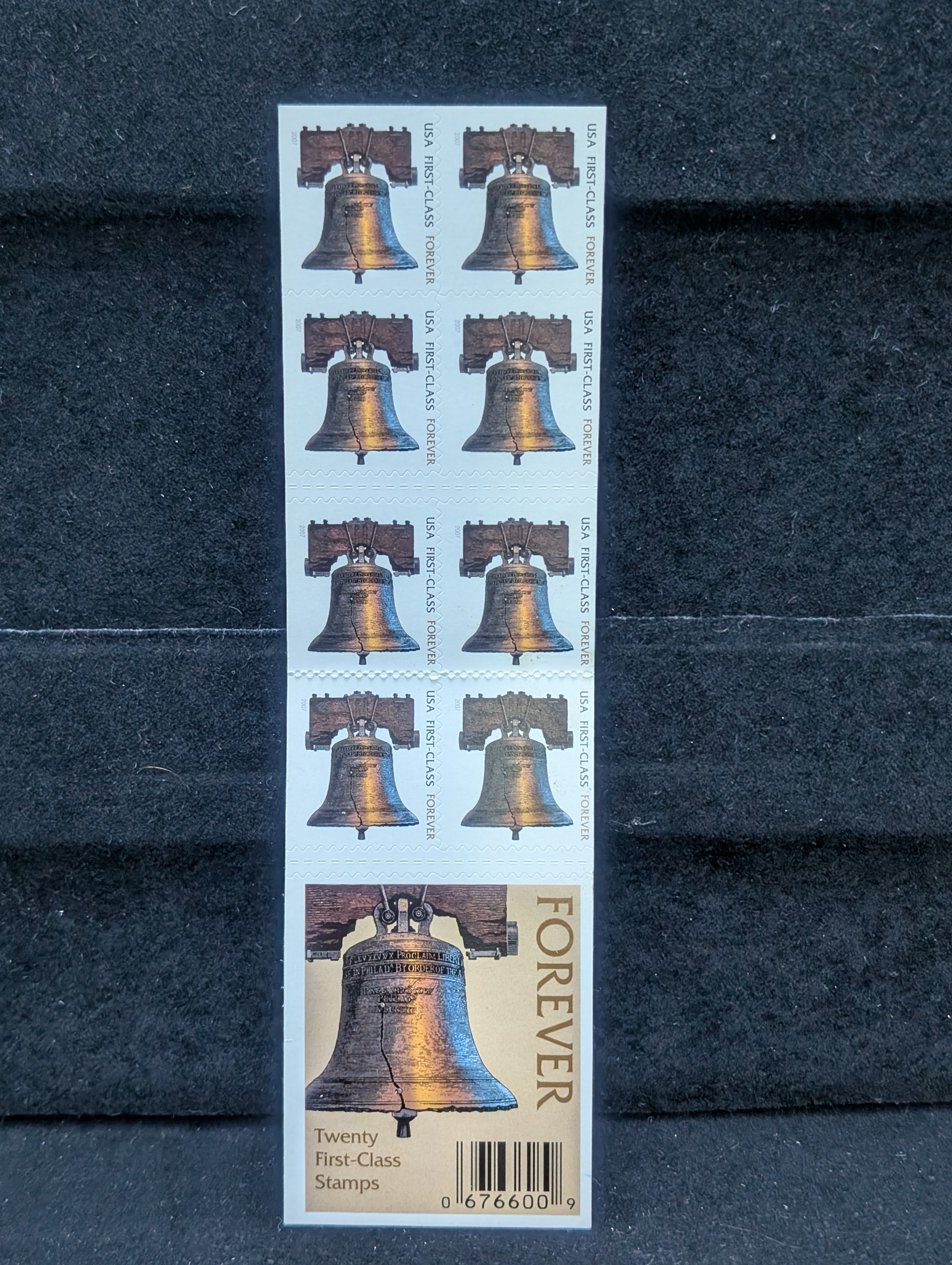 Complete Booklet Pane of 2007 Liberty Bell Forever Stamps - MOGNH