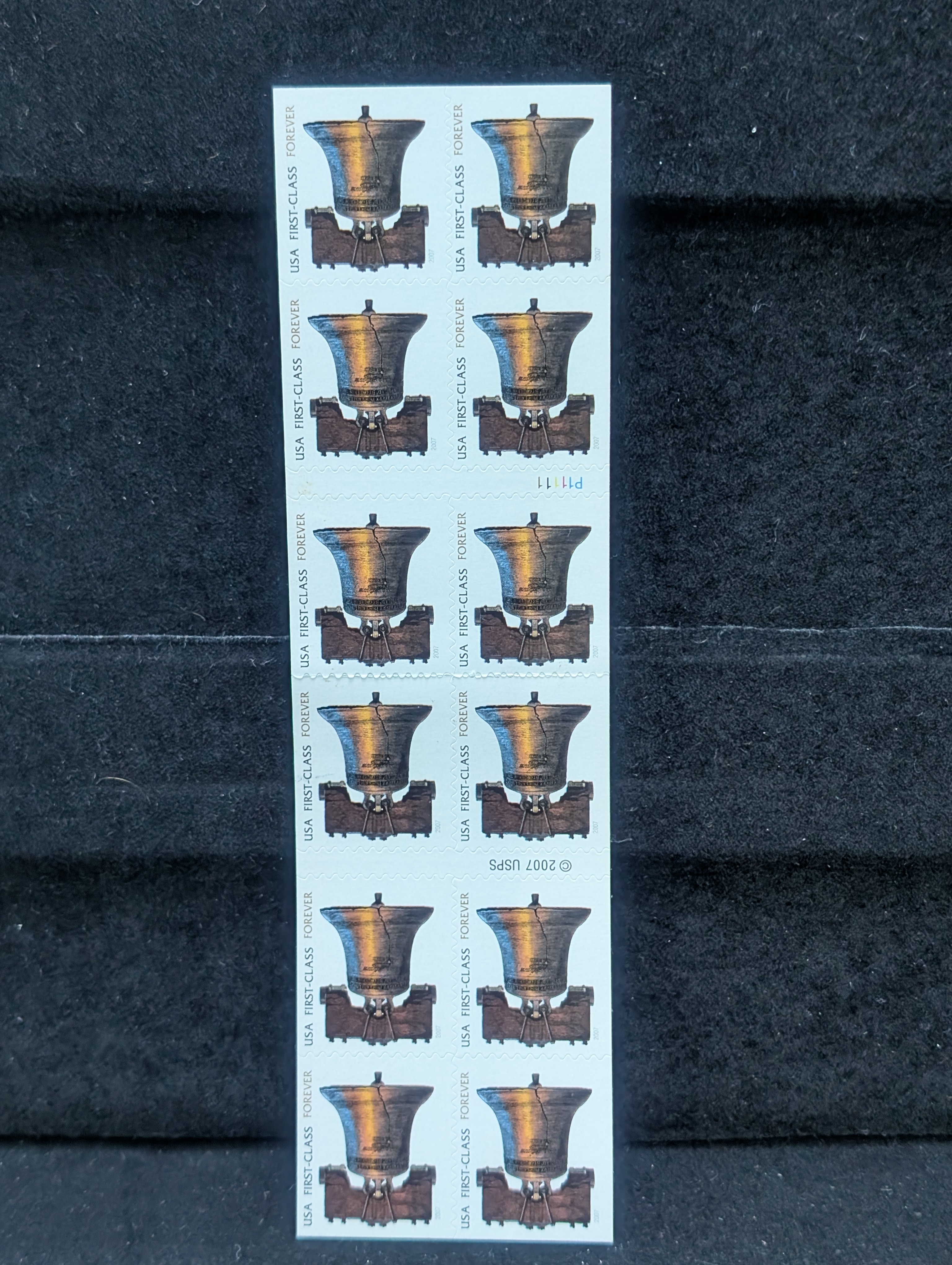 Complete Booklet Pane of 2007 Liberty Bell Forever Stamps - MOGNH