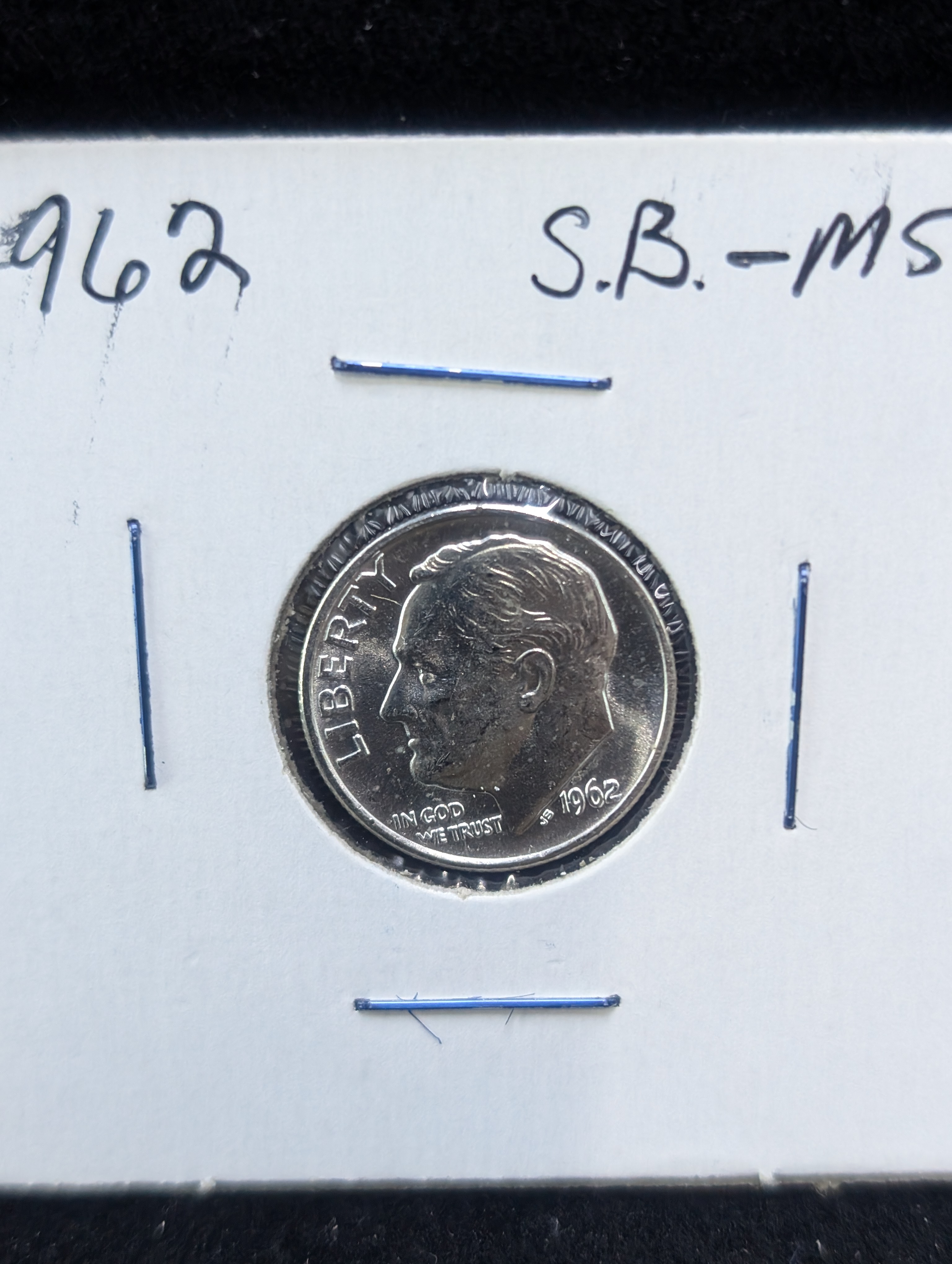 1962 Roosevelt Dime Split Bands, Full Torch, 90% Silver