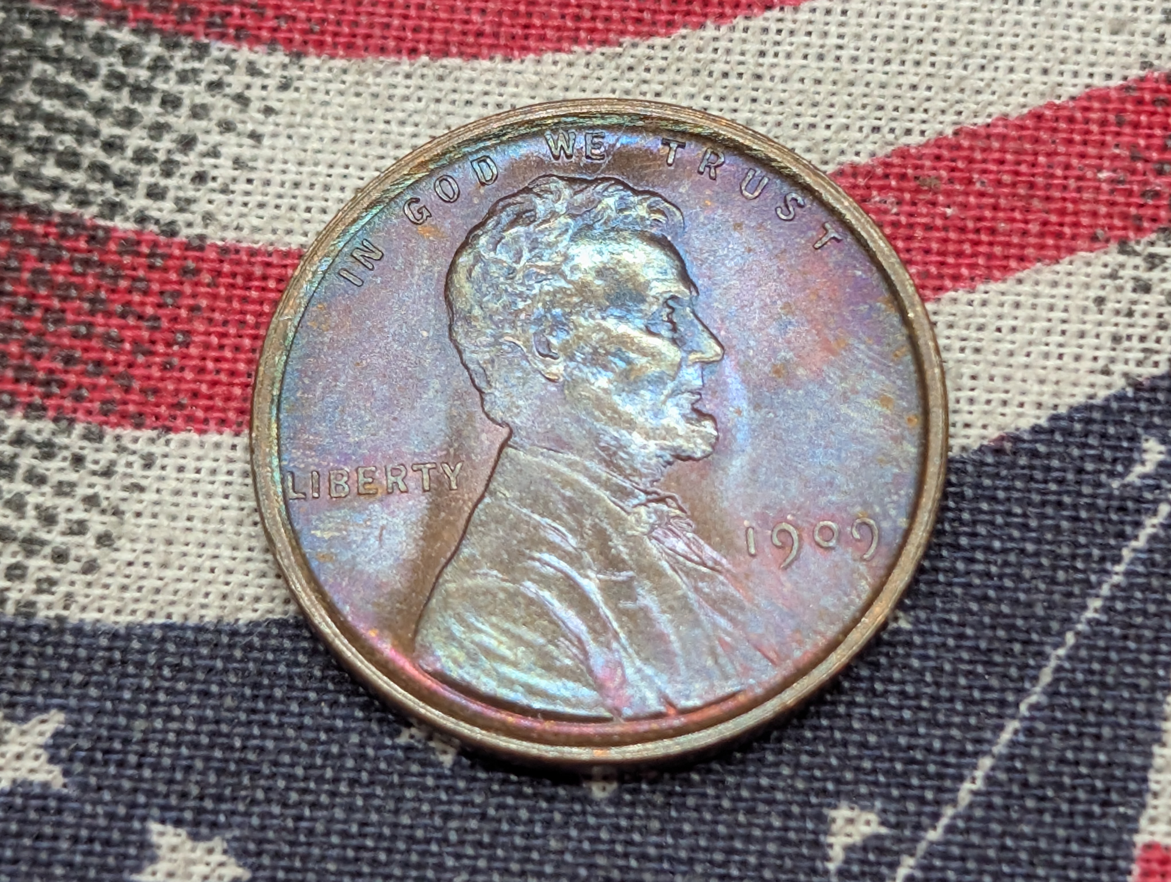 1909 VDB Lincoln Wheat Cent - Iridescent Blue Toning!!