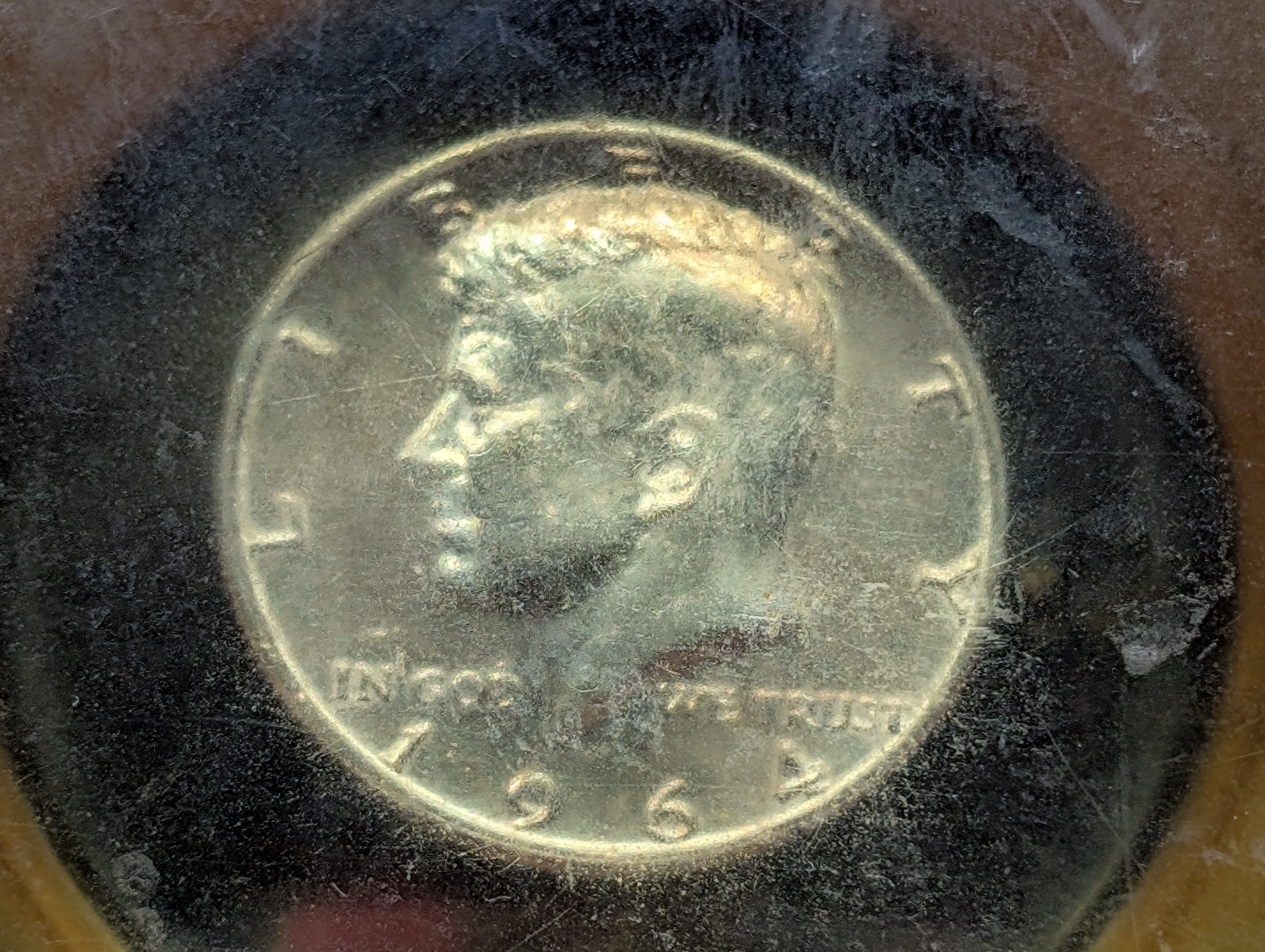 1964 Kennedy 90% Silver Half-Dollar - In Lucite Paper weight