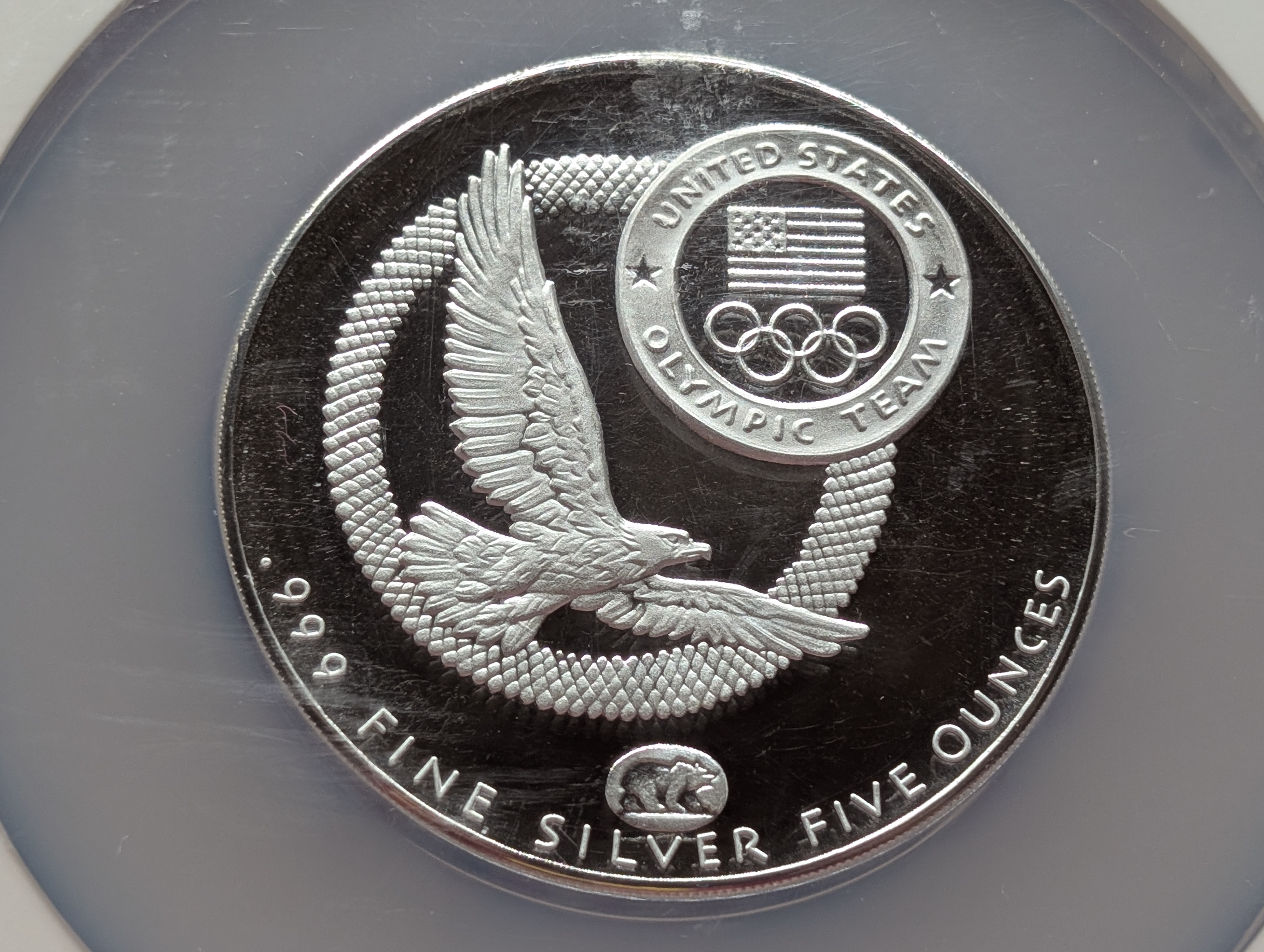 USOC 2014 Winter Olympic Speed Skating Commemorative 5 oz .999 Fine Silver Coin - NGC Ultra Cameo Gem Proof