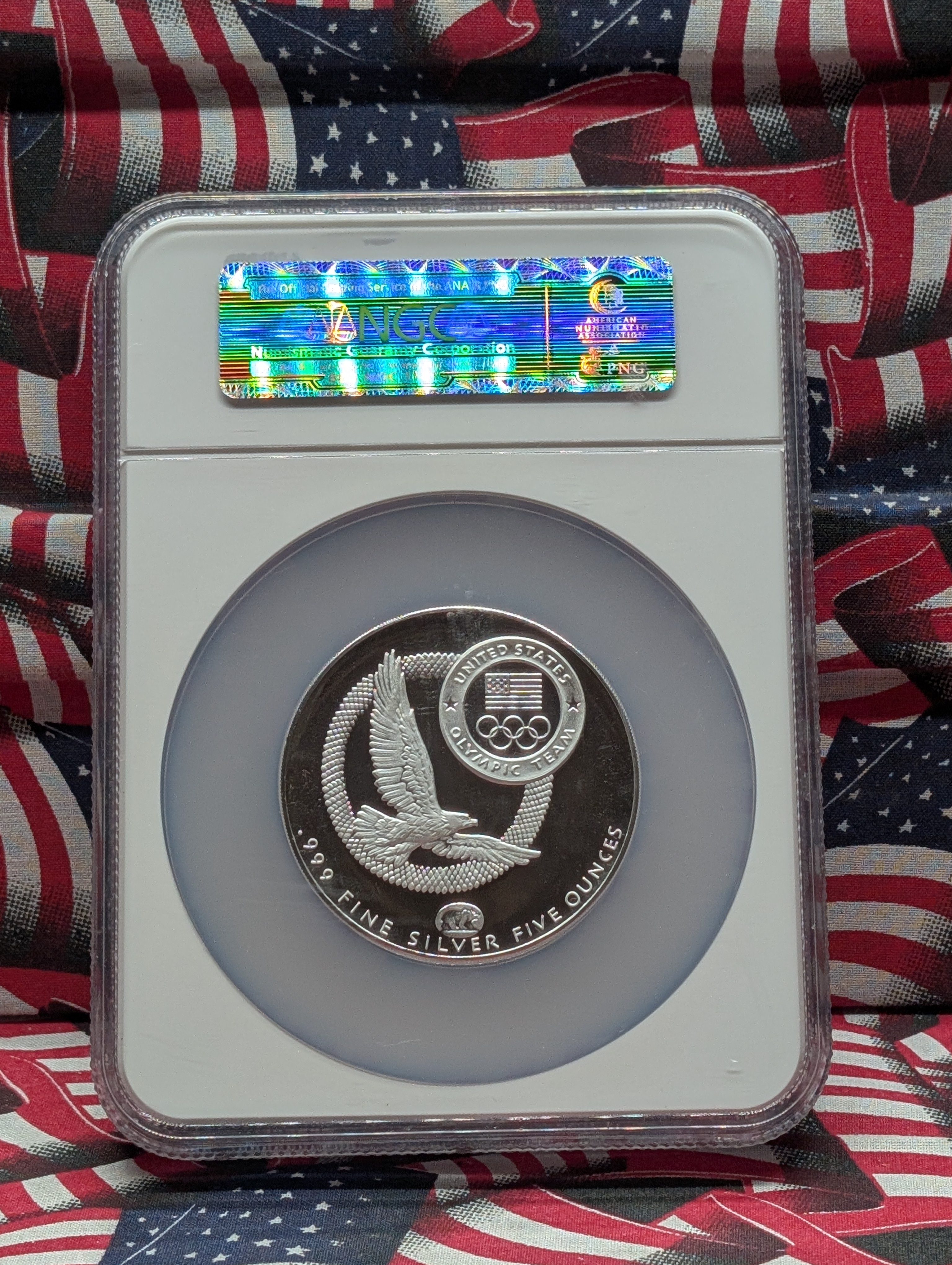 USOC 2014 Winter Olympic Speed Skating Commemorative 5 oz .999 Fine Silver Coin - NGC Ultra Cameo Gem Proof