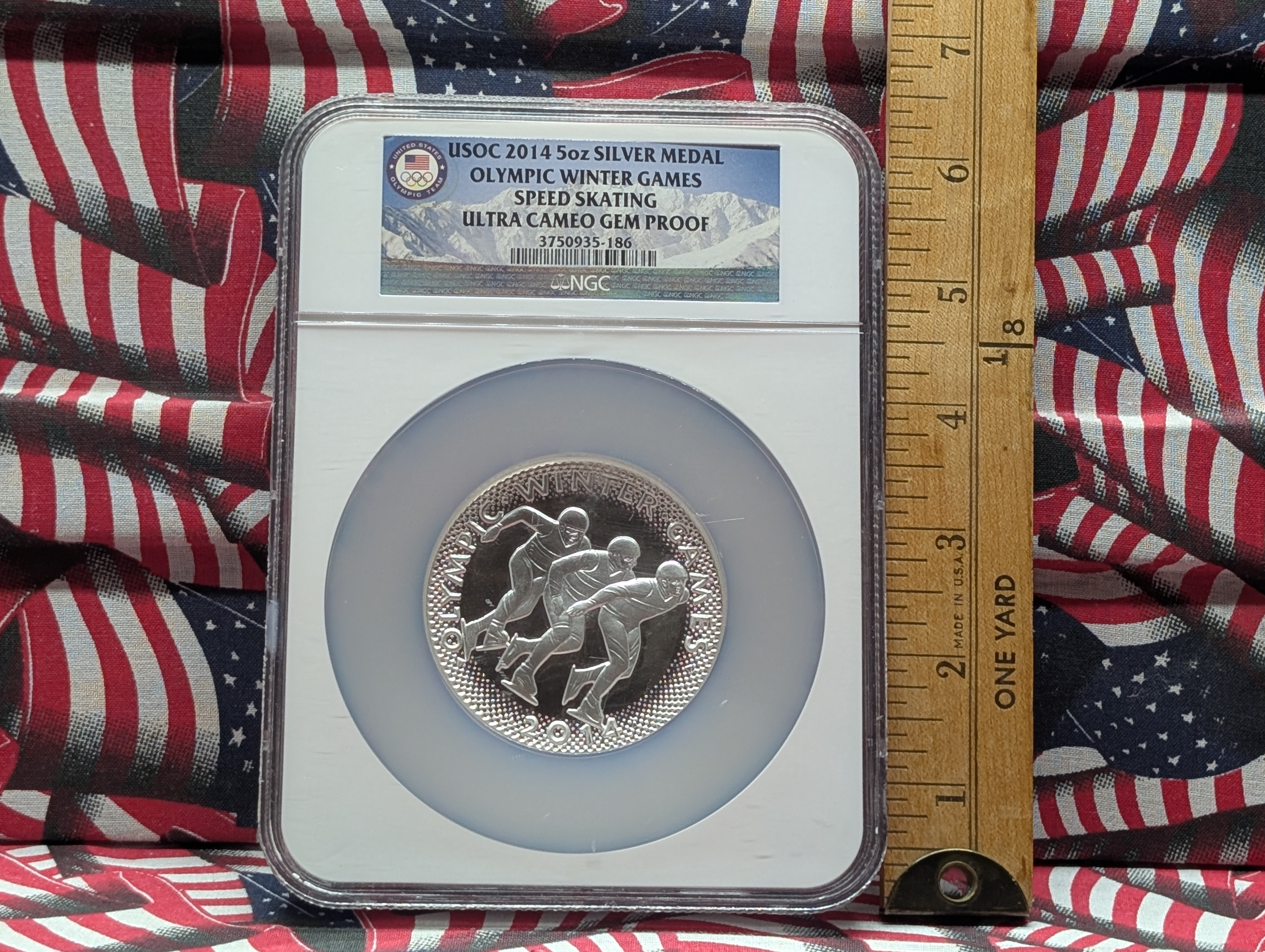 USOC 2014 Winter Olympic Speed Skating Commemorative 5 oz .999 Fine Silver Coin - NGC Ultra Cameo Gem Proof