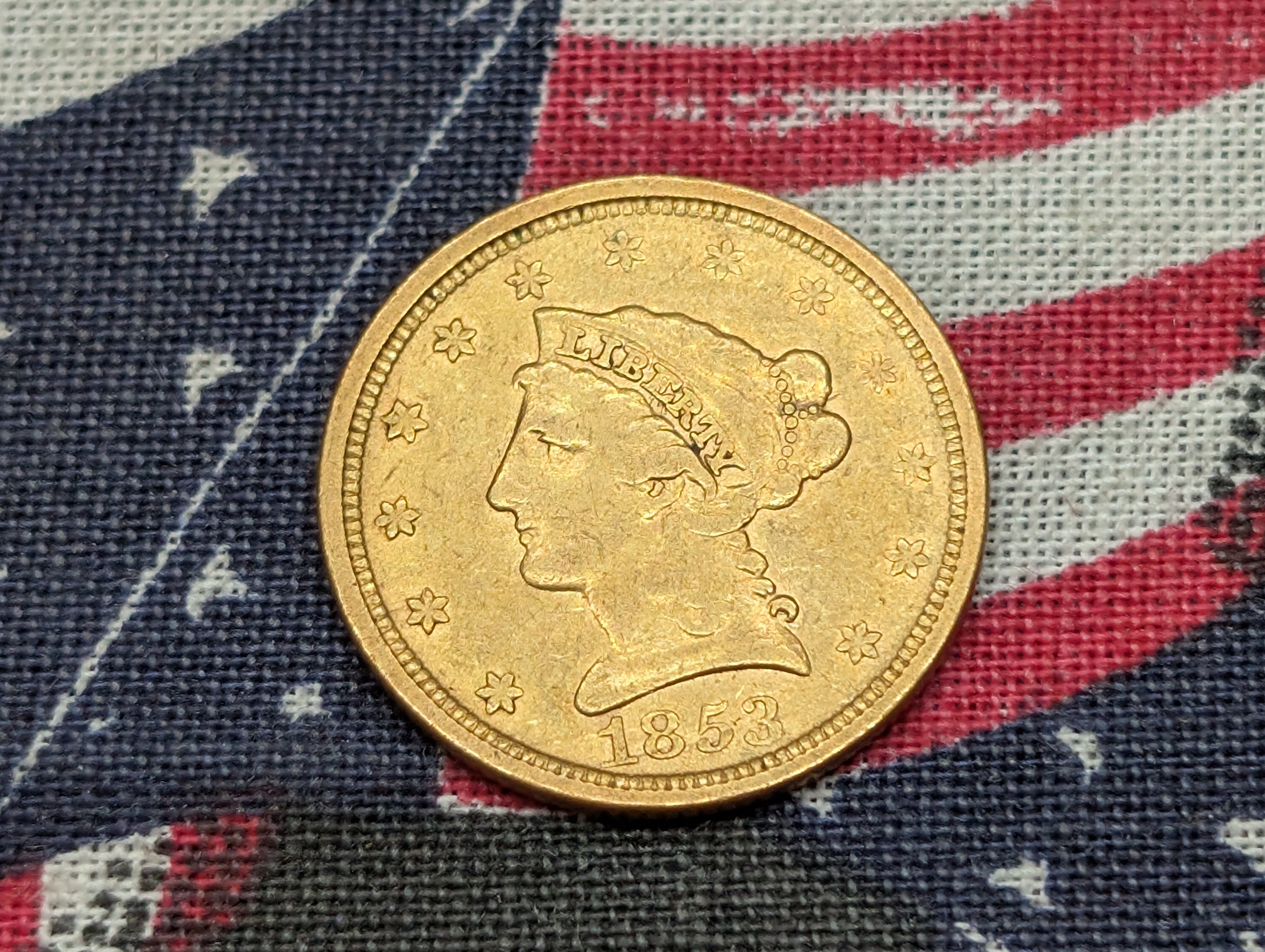1853 $2.5 GOLD Liberty Head - 90% Gold, 4-18g