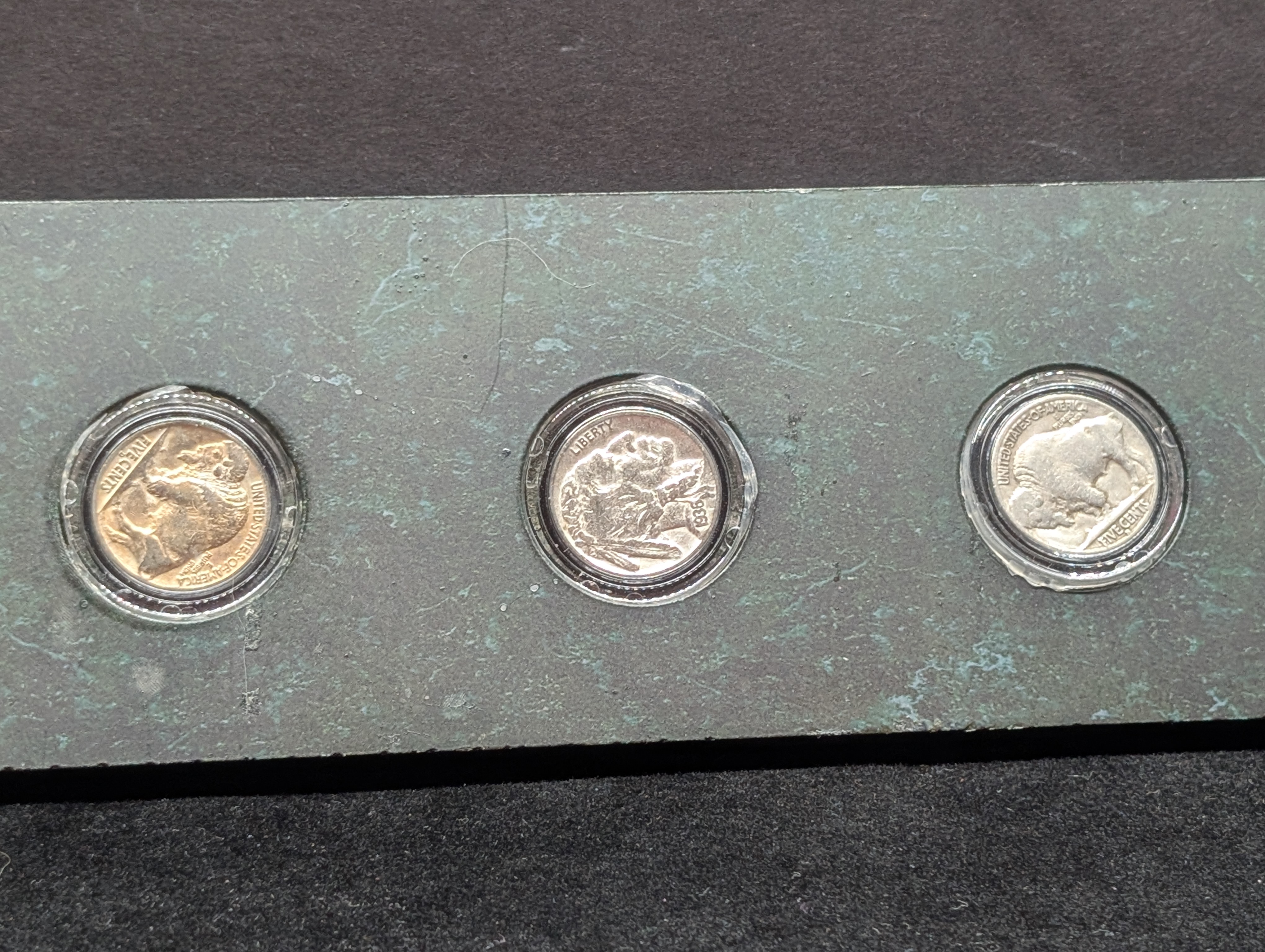 Three-Coin Buffalo Nickel Collection in Beautiful Display Case
