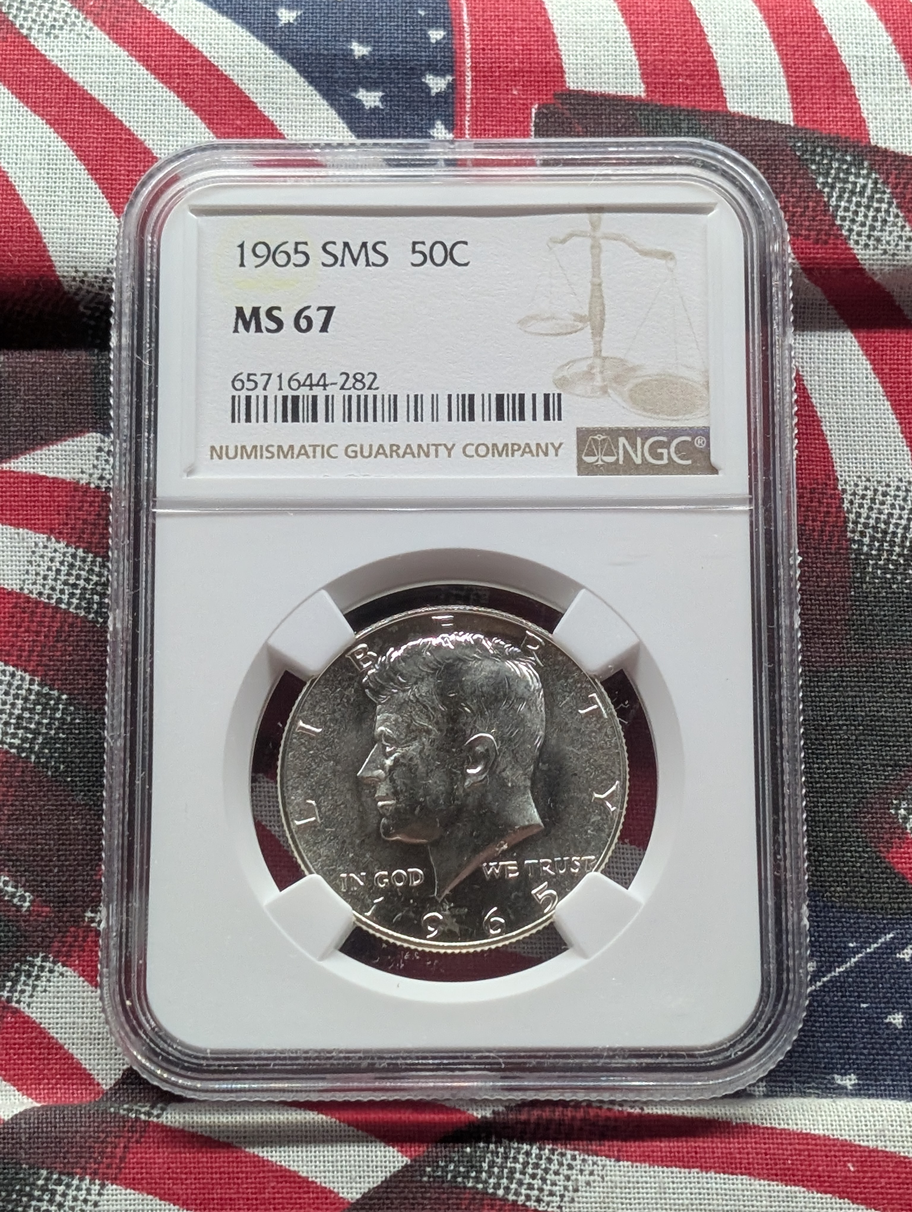 1965 SMS Kennedy 40% Silver Half-Dollar - NGC MS67