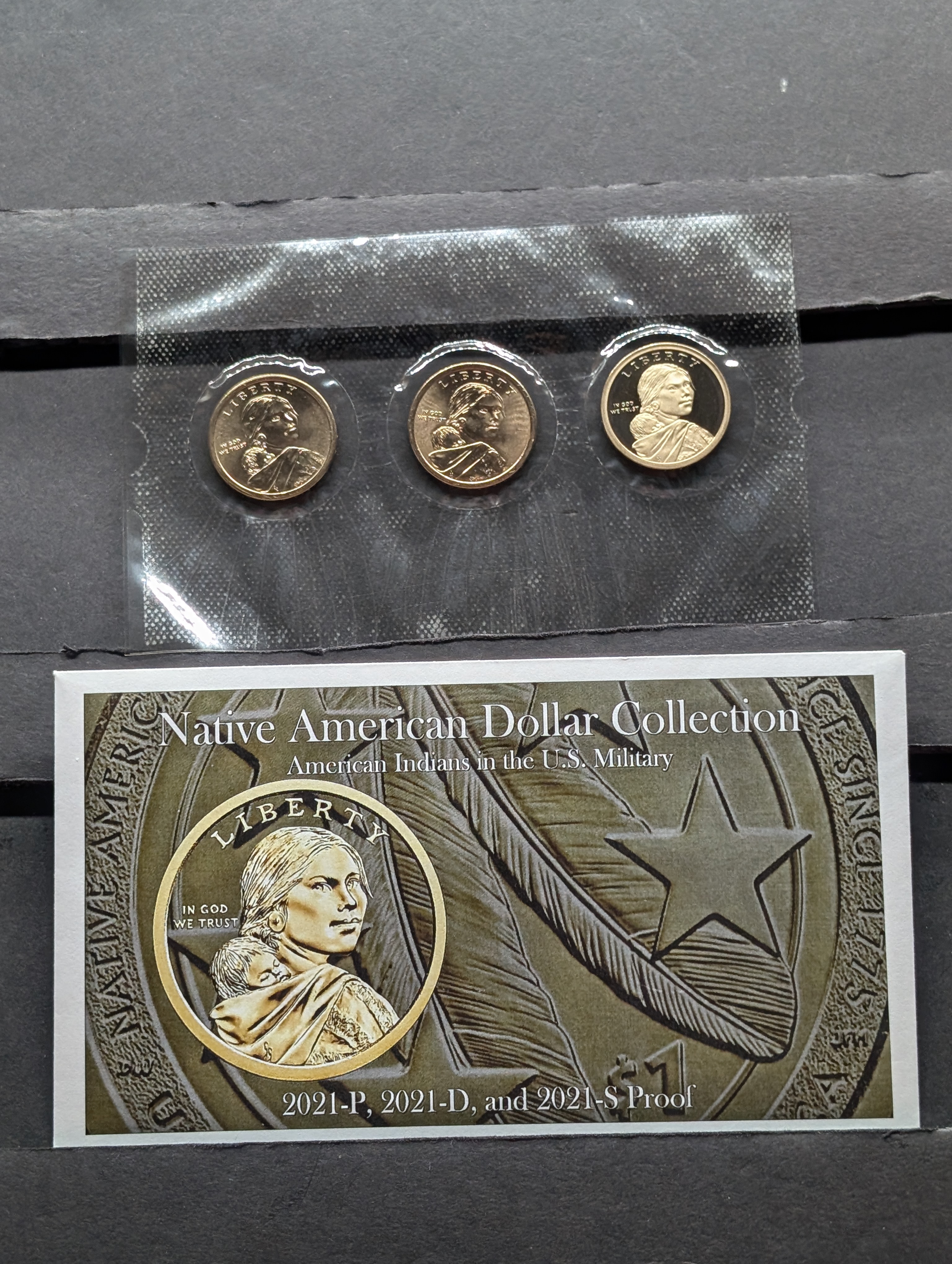 2021-P, D, & S- Proof Native American Dollar 3-Coin Set