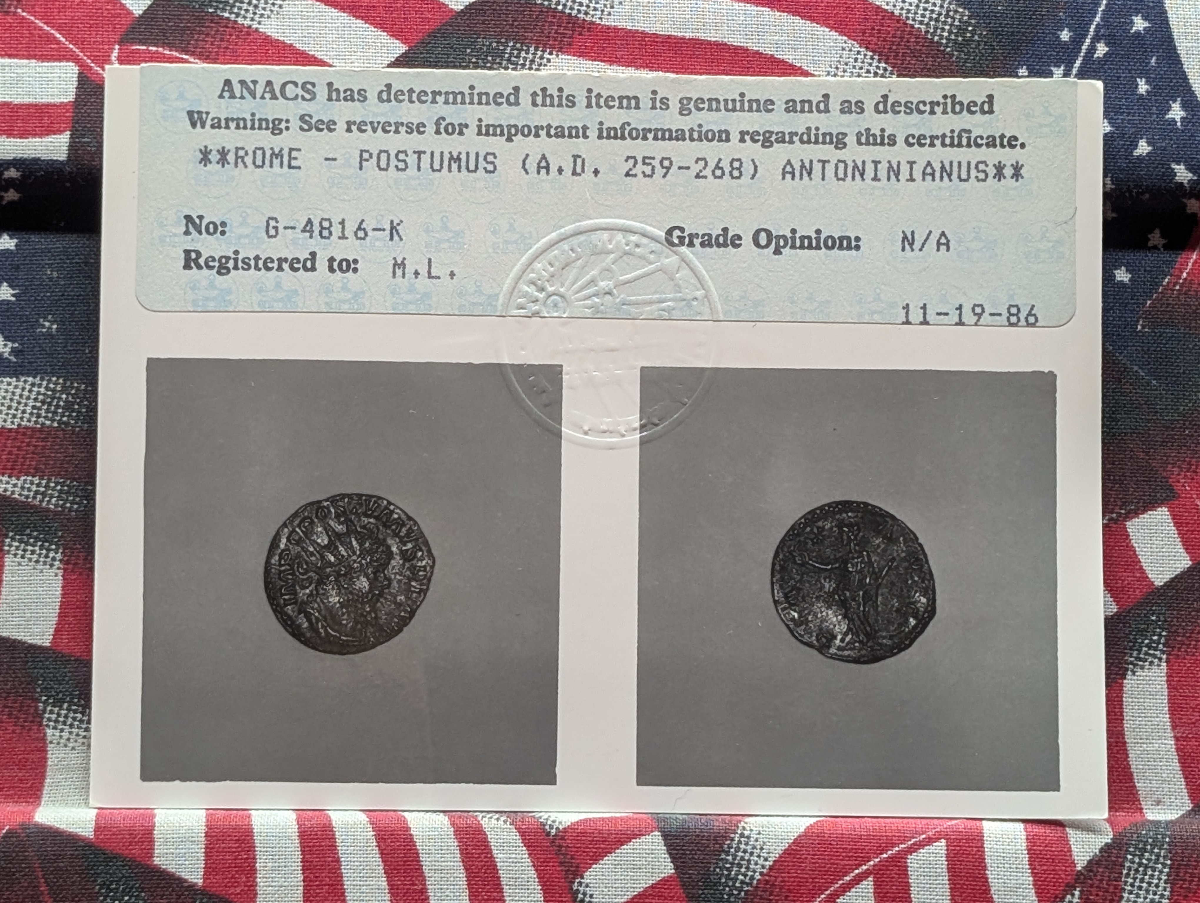 259-268 AD Roman Antoninianus Coin - ANACS Photograde