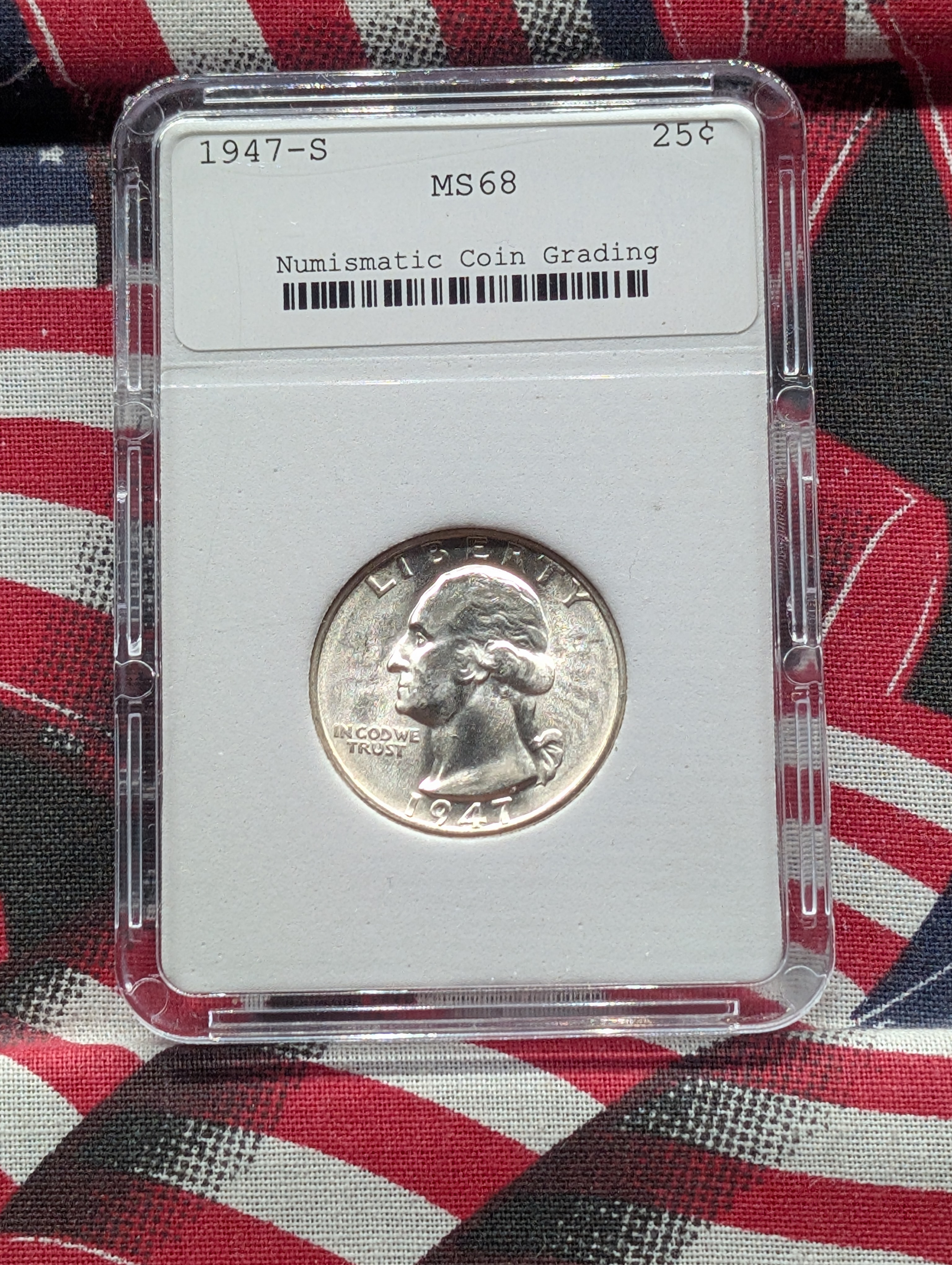 1947-S Washington 90% Silver Quarter - NCG MS68