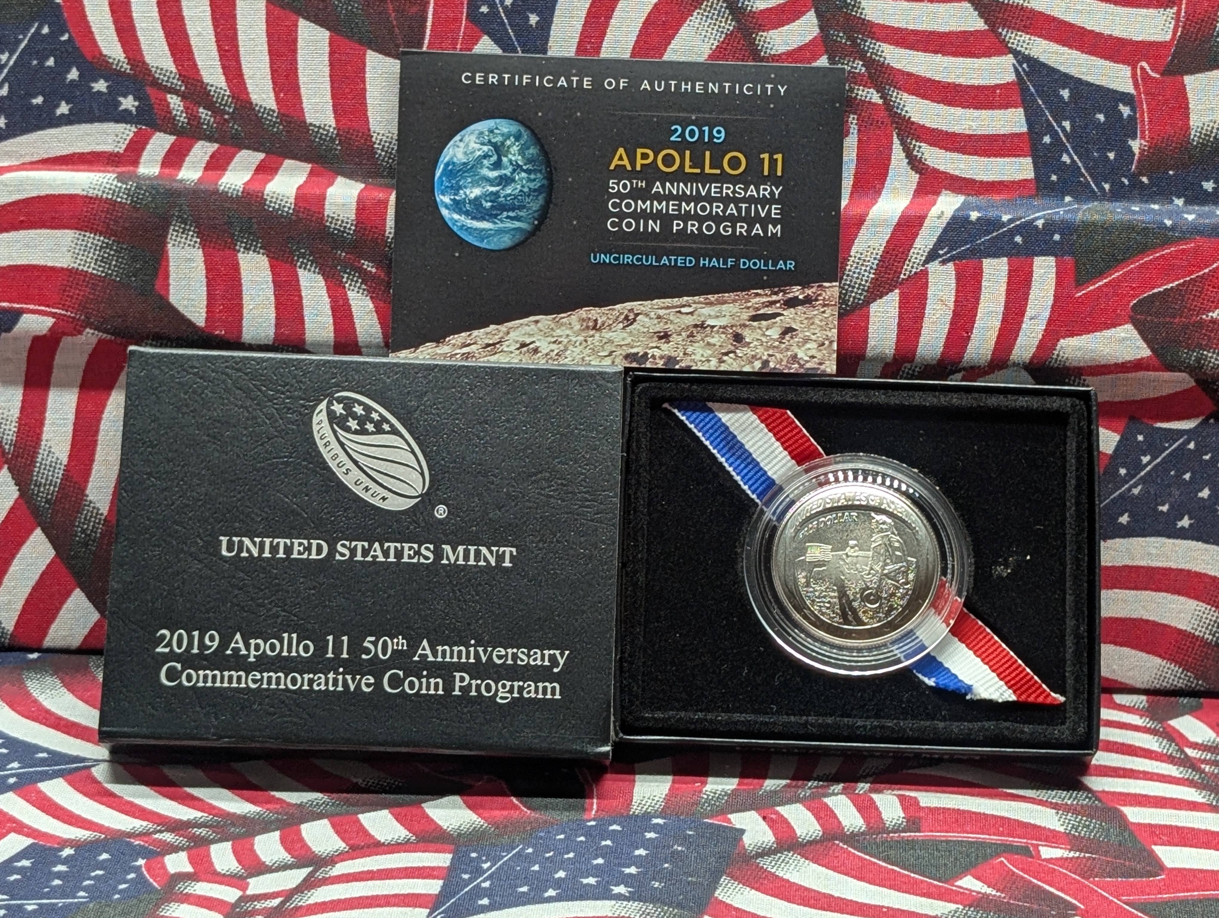 2019-D Apollo 11 50th Anniversary Commemorative Uncirculated Half-Dollar W/ Box & COA