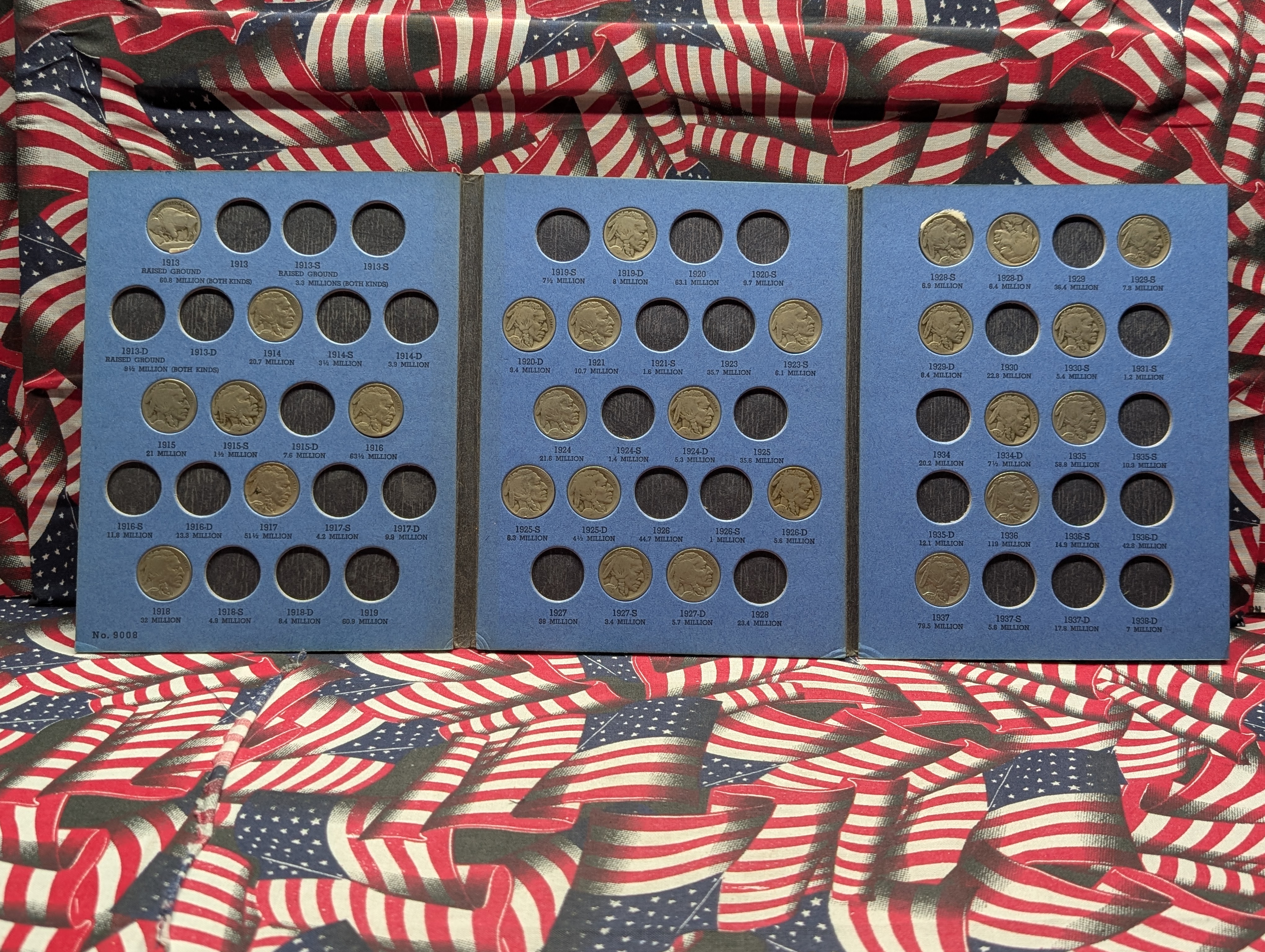Partial Set of Buffalo Nickels in a Whitman Folder, 27 Coins