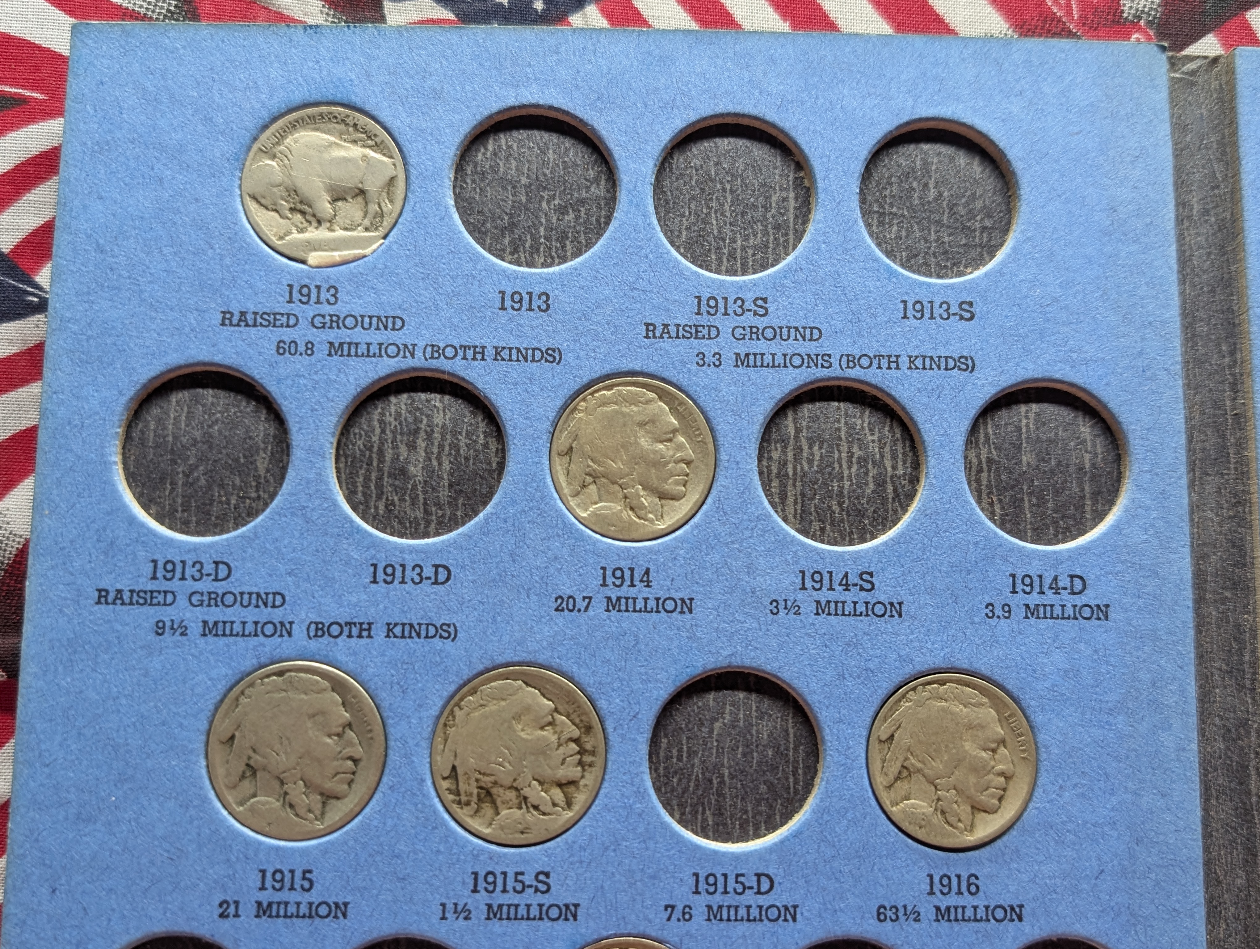 Partial Set of Buffalo Nickels in a Whitman Folder, 27 Coins