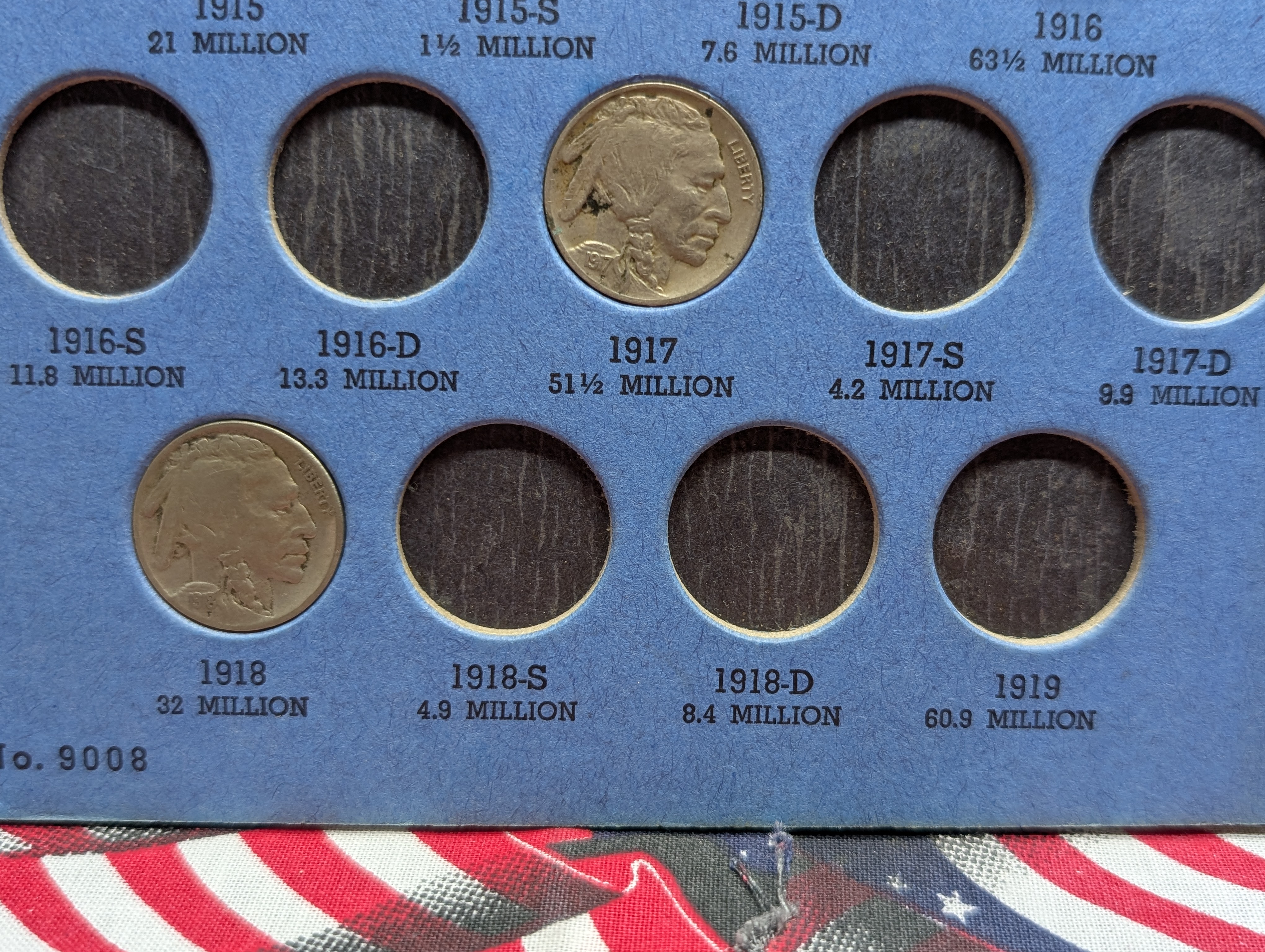 Partial Set of Buffalo Nickels in a Whitman Folder, 27 Coins