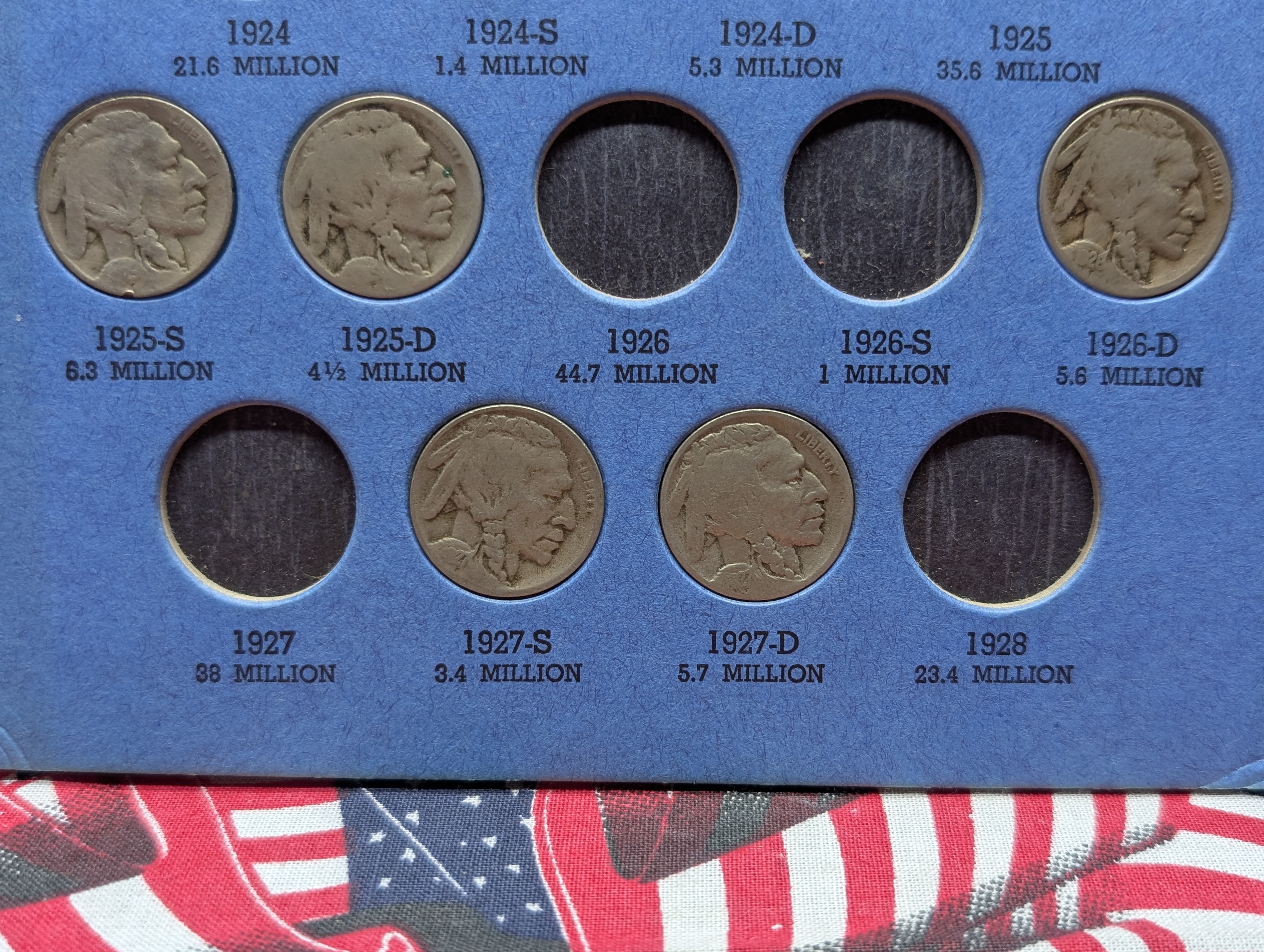 Partial Set of Buffalo Nickels in a Whitman Folder, 27 Coins