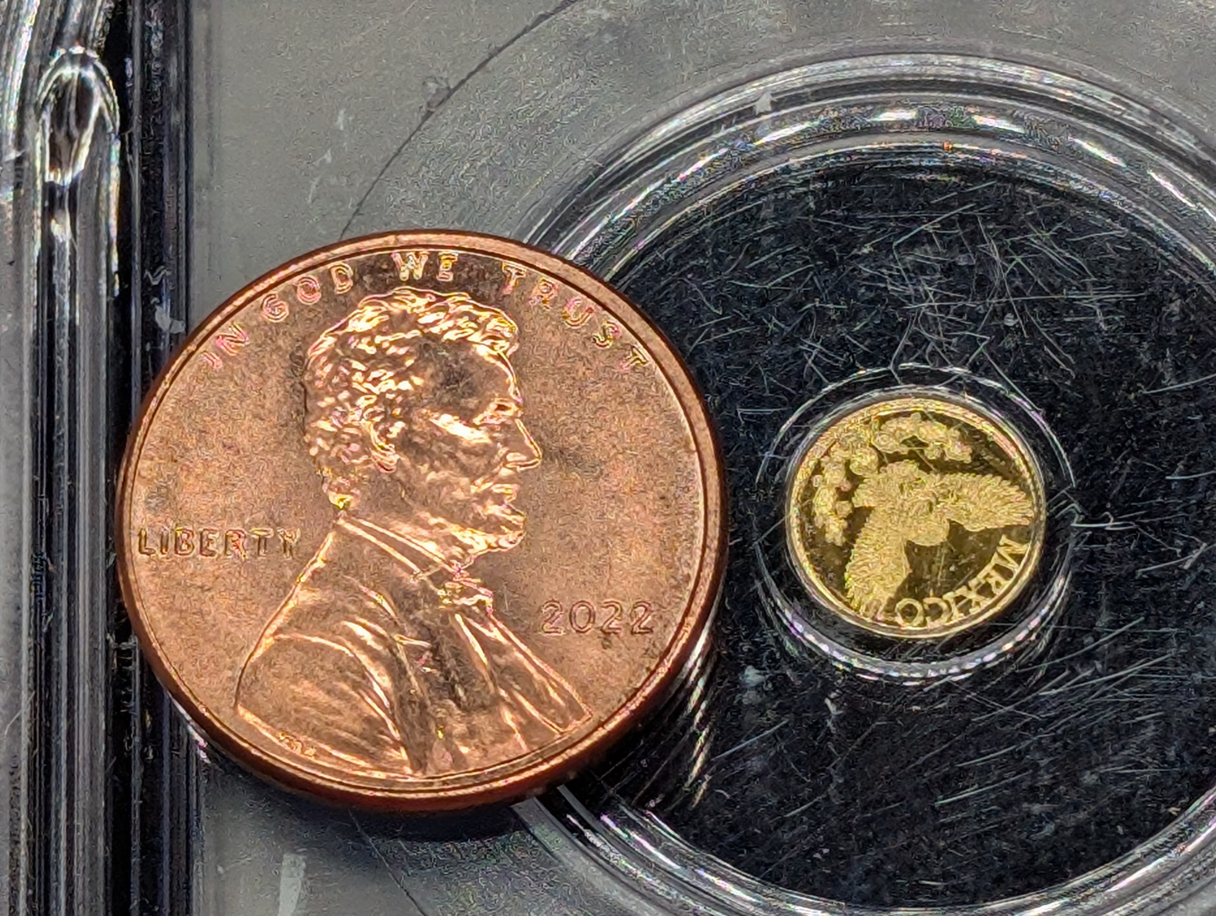 Pure GOLD Libertad Design Coin - 1/500 th oz. GOLD - ICG MS70 - (Penny shown for size comparison)
