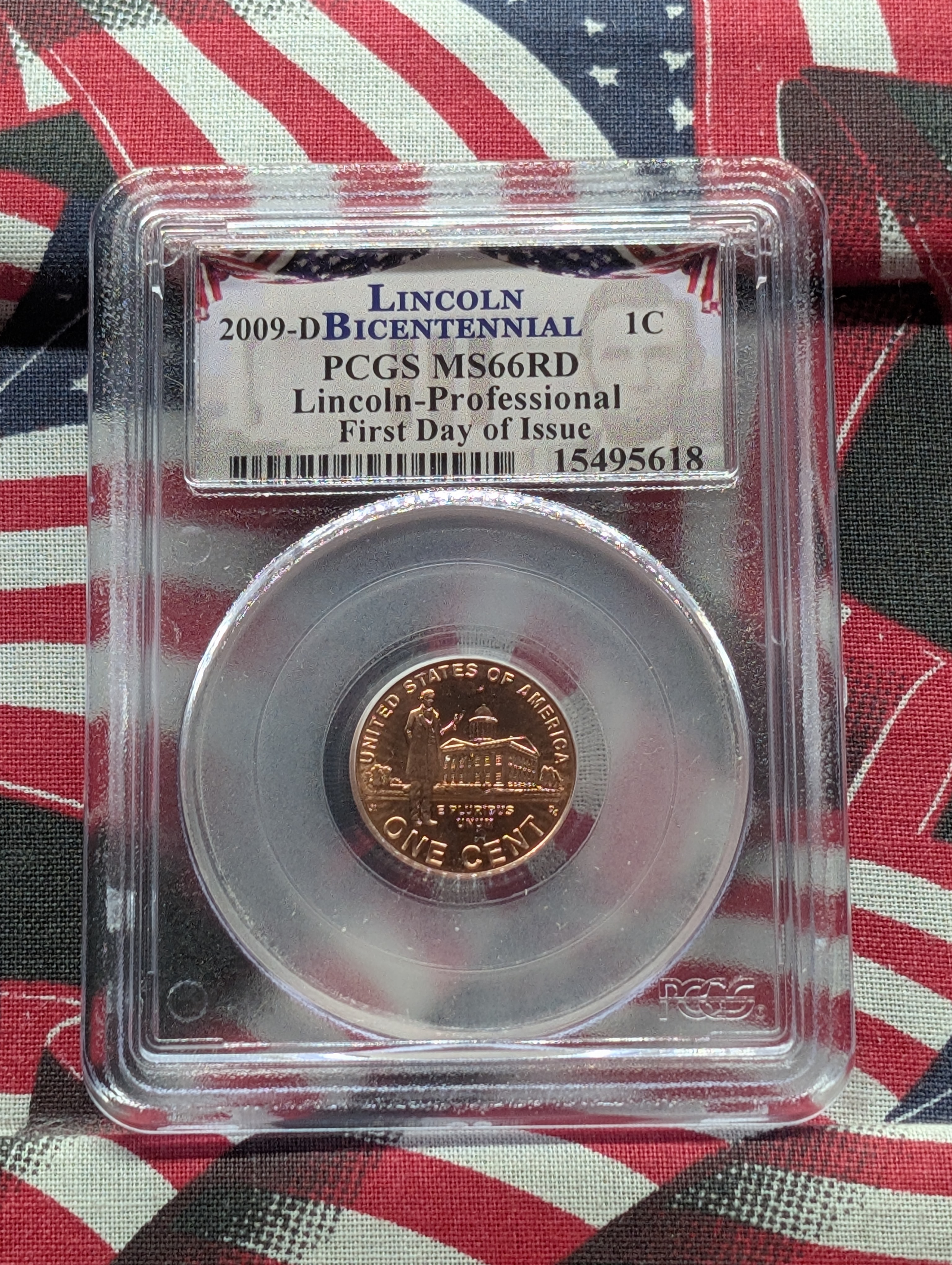 2009-D Lincoln Professional Life 1st Day of Issue Cent - PCGS MS66 RD