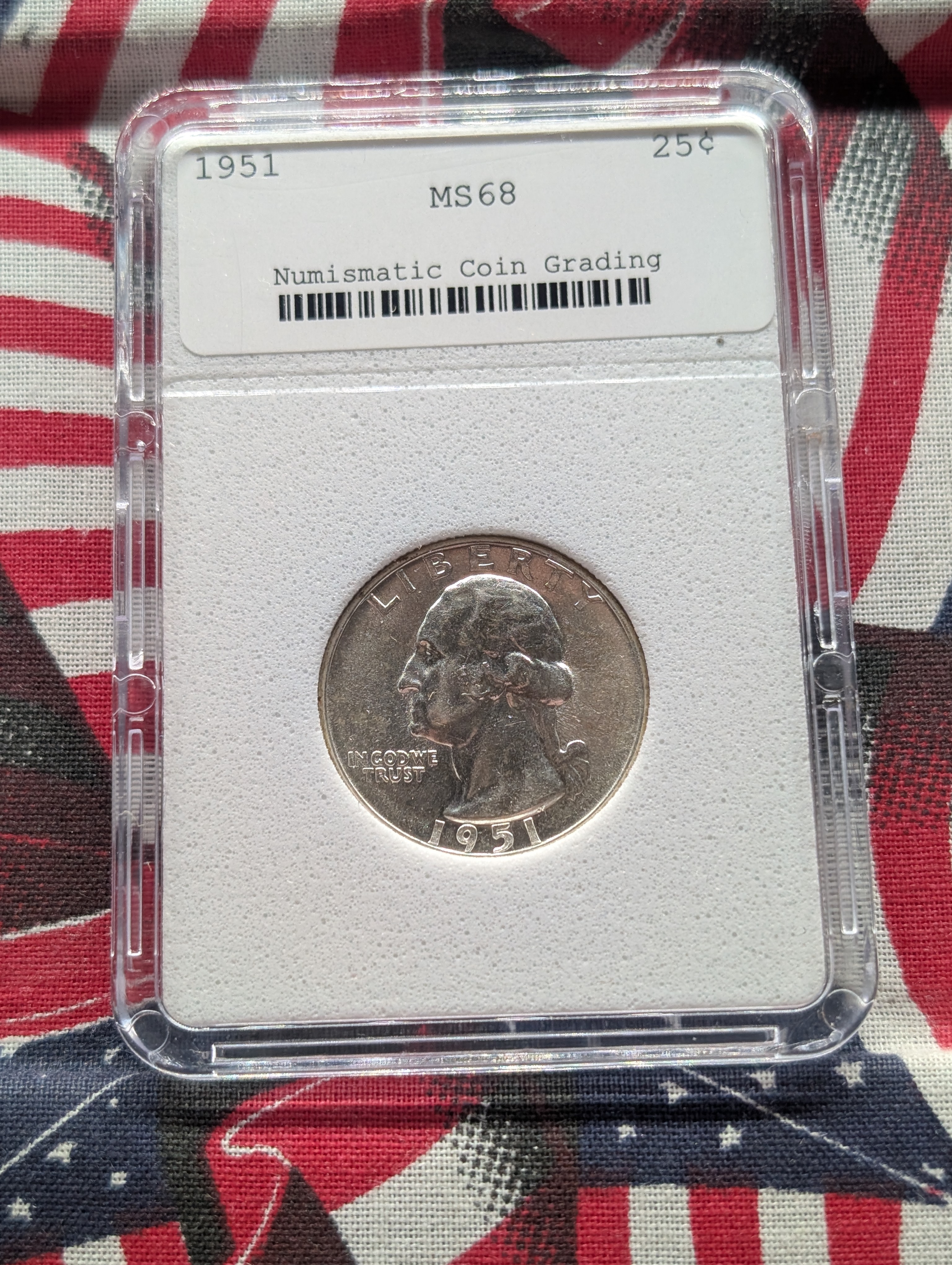 1951-P Washington 90% Silver Quarter - NCG MS68