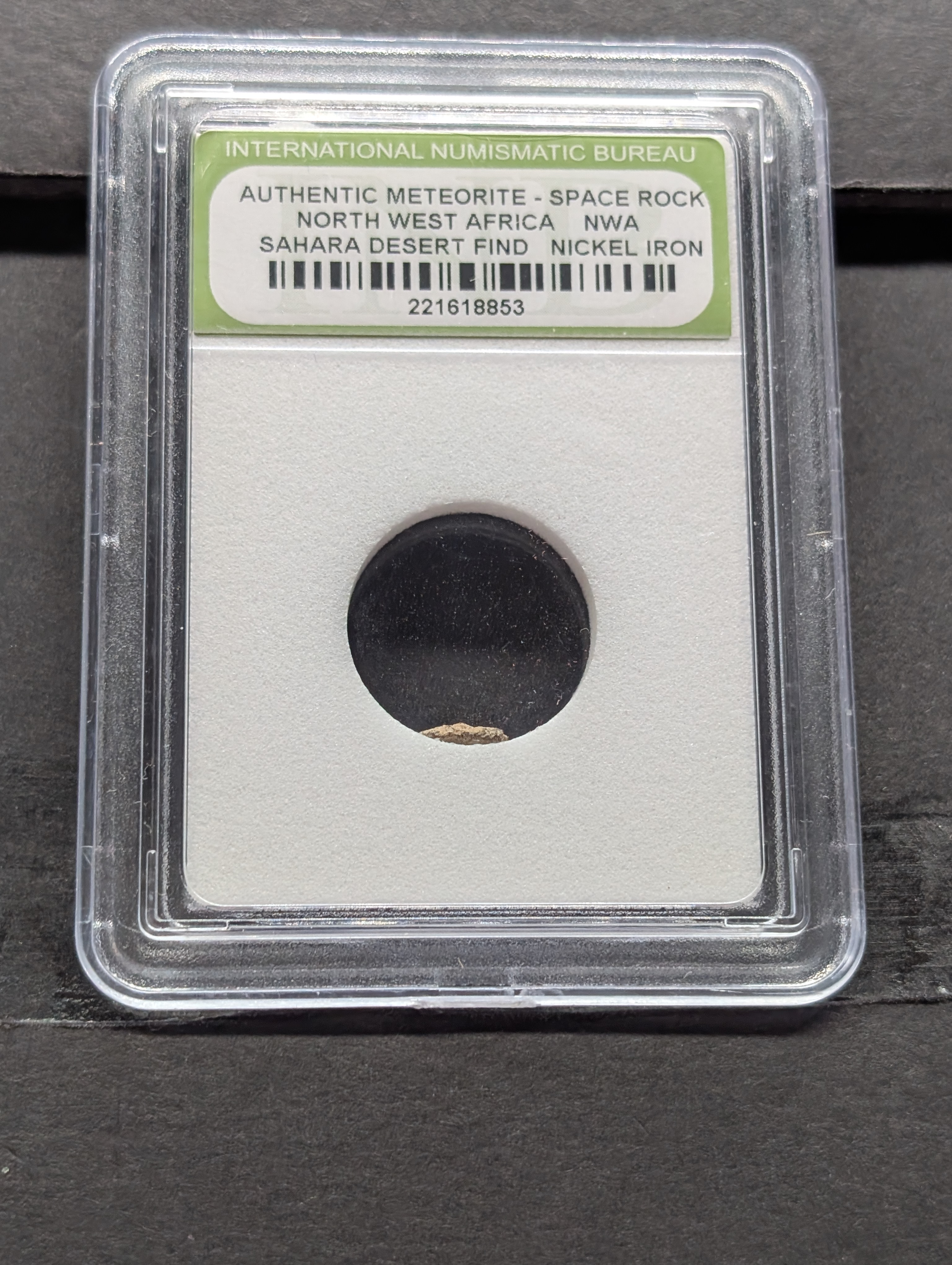 Authentic Meteorite Space Rock Found in The Sahara Desert - Slabbed By International Numismatic Bureau