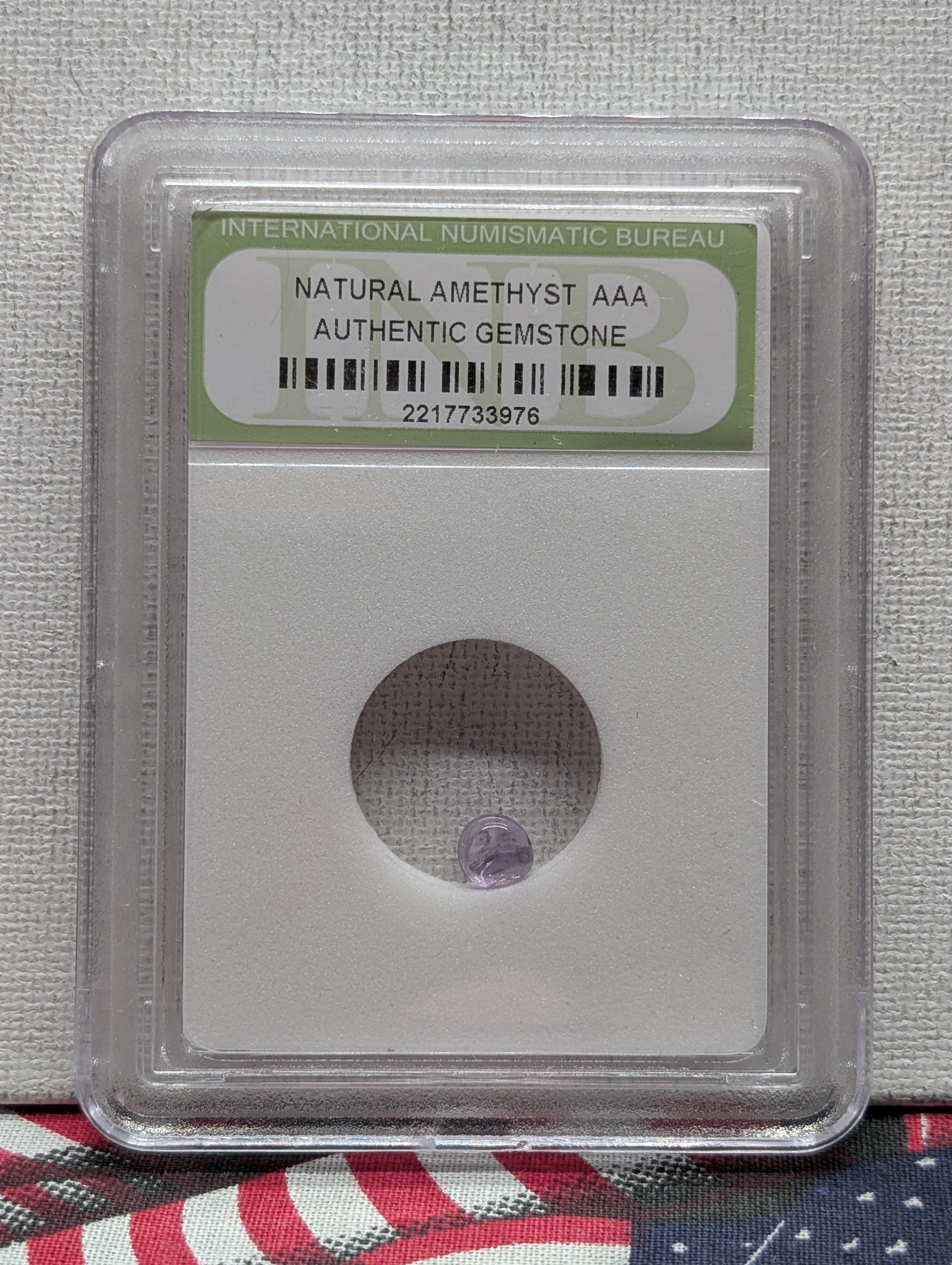 Natural Amethyst Authentic Gemstone - Slabbed By International Numismatic Bureau