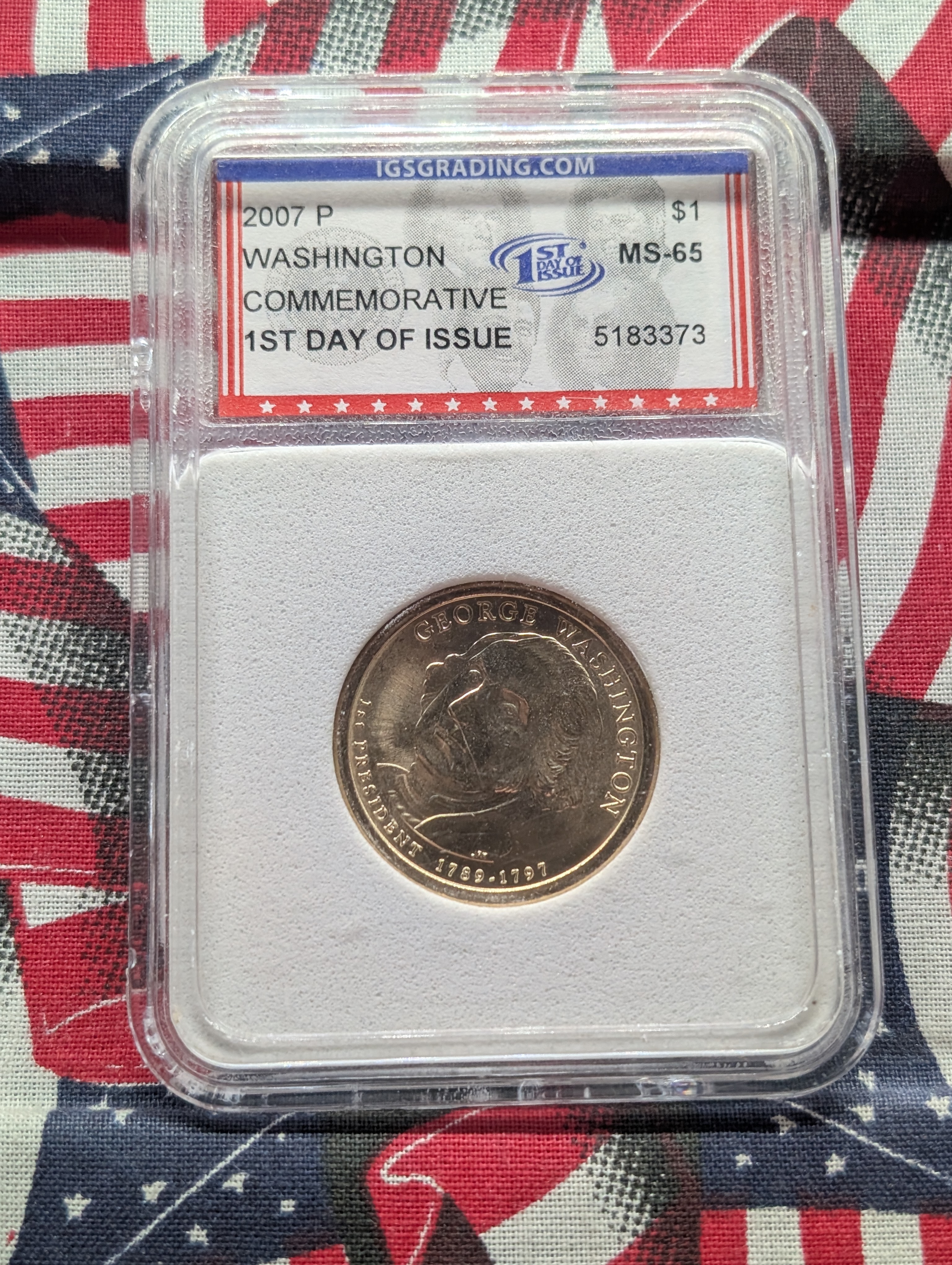 2007-P Washington Commemorative 1st Day of Issue Dollar - IGS MS 65