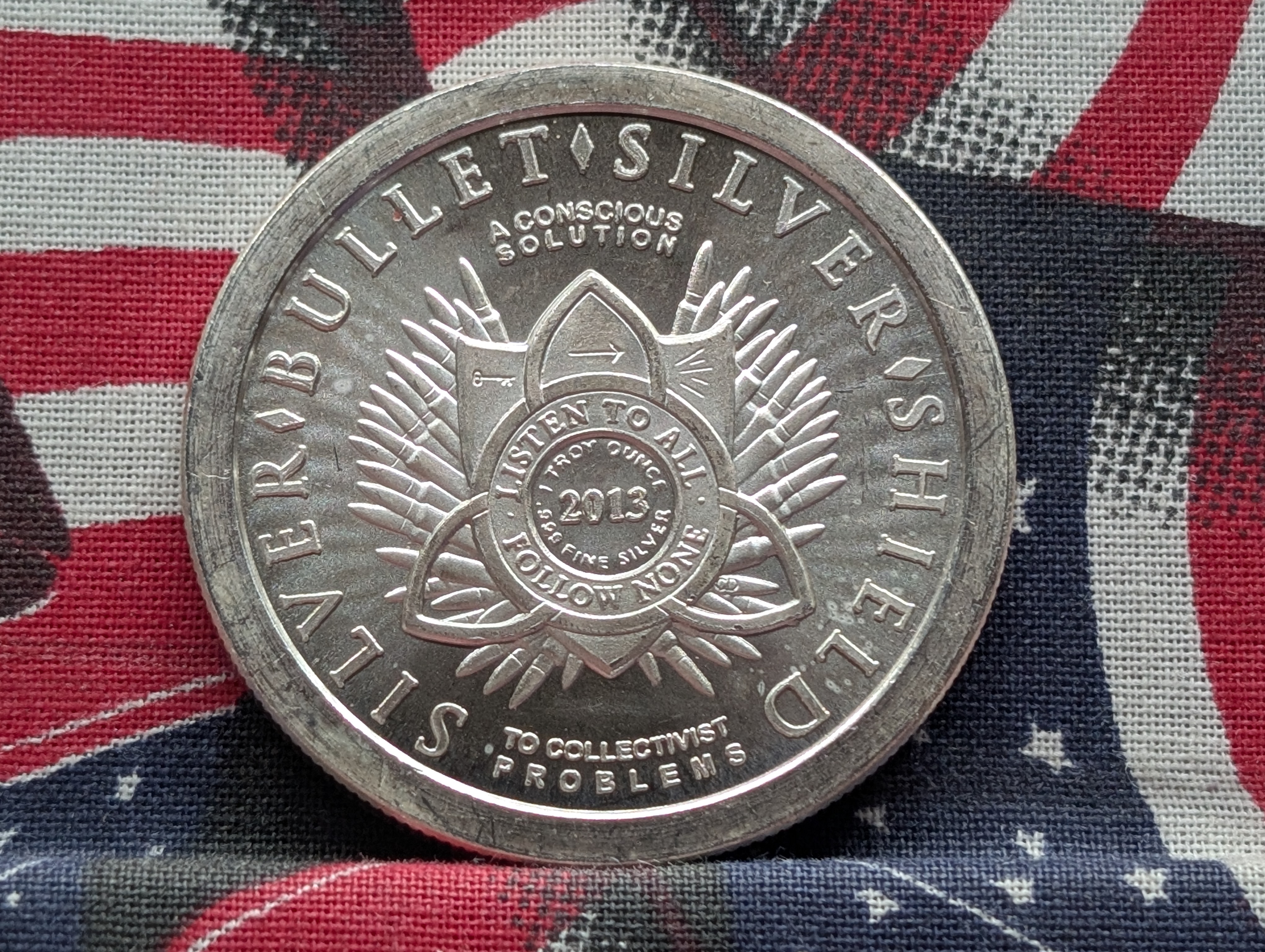 2013 Dated 1 Troy oz .999 Fine Silver Round - Silver Bullet/ Silver Shield