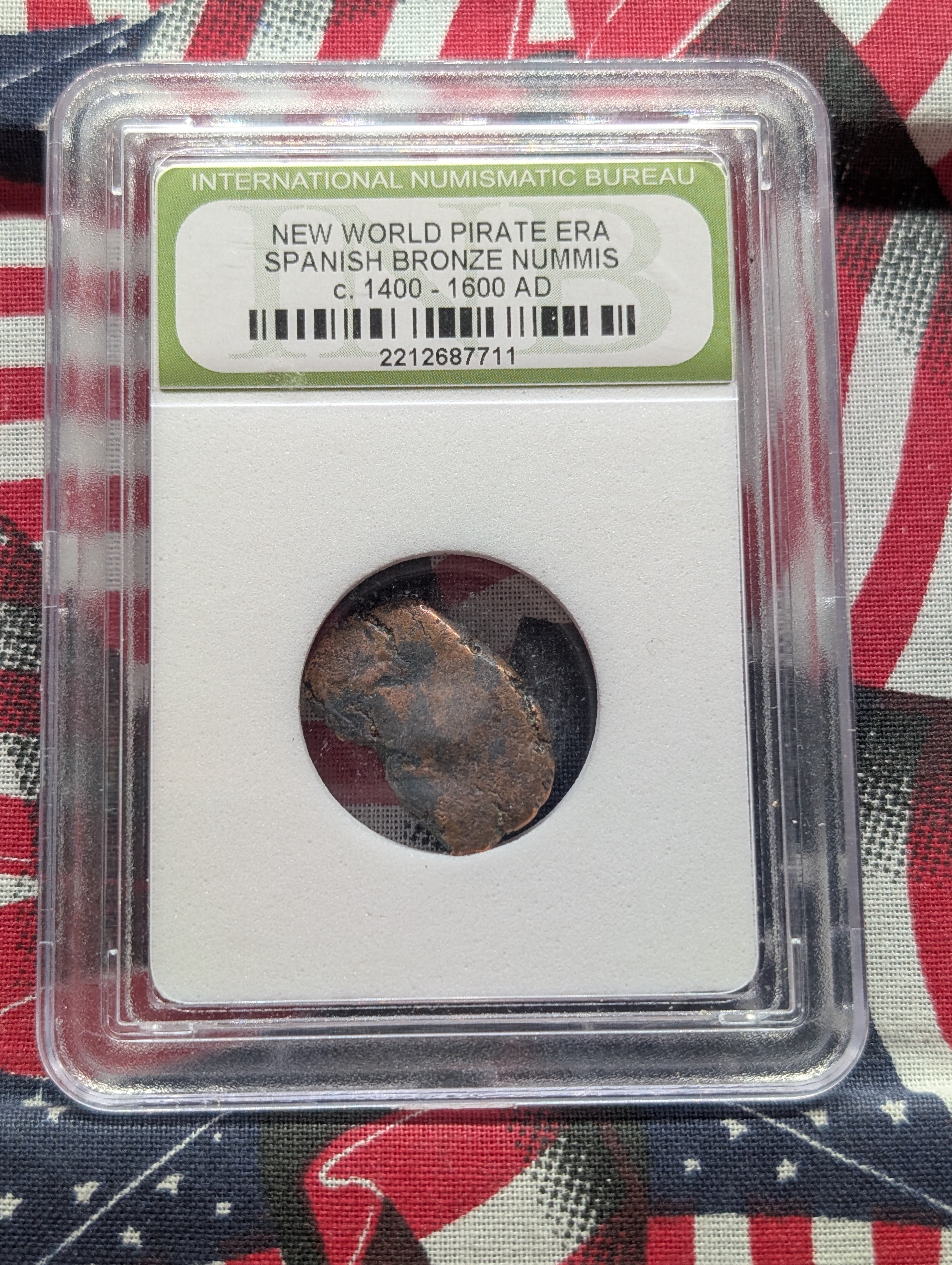 New World Pirate Era Spanish Bronze Nummis c. 1400-1600 AD - Slabbed By International Numismatic Bureau