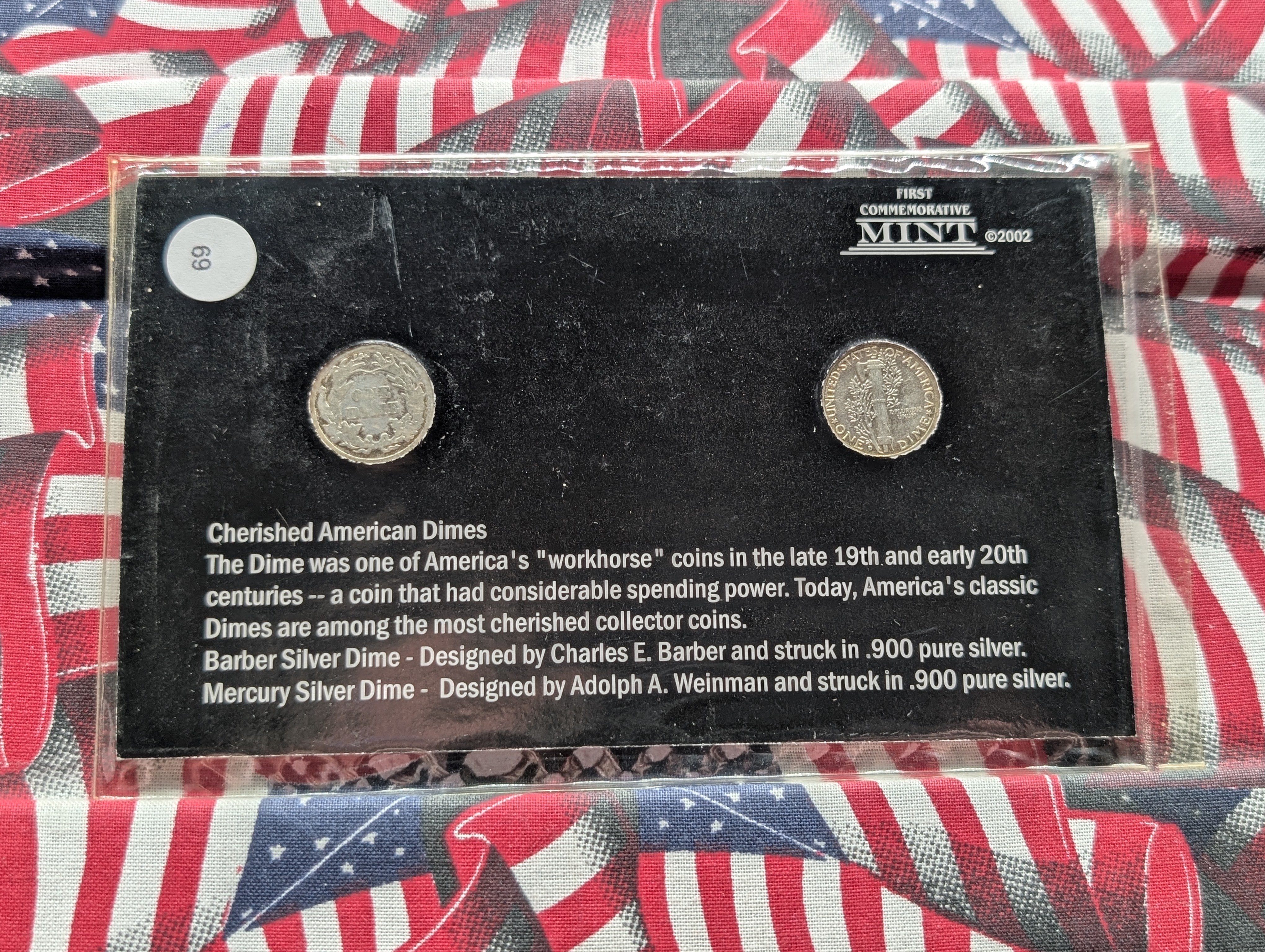"Cherished American Dimes" 2-Coin Set - Includes 1912 SILVER Barber Dime & 1943 Mercury Dime - Both Are 90% Silver