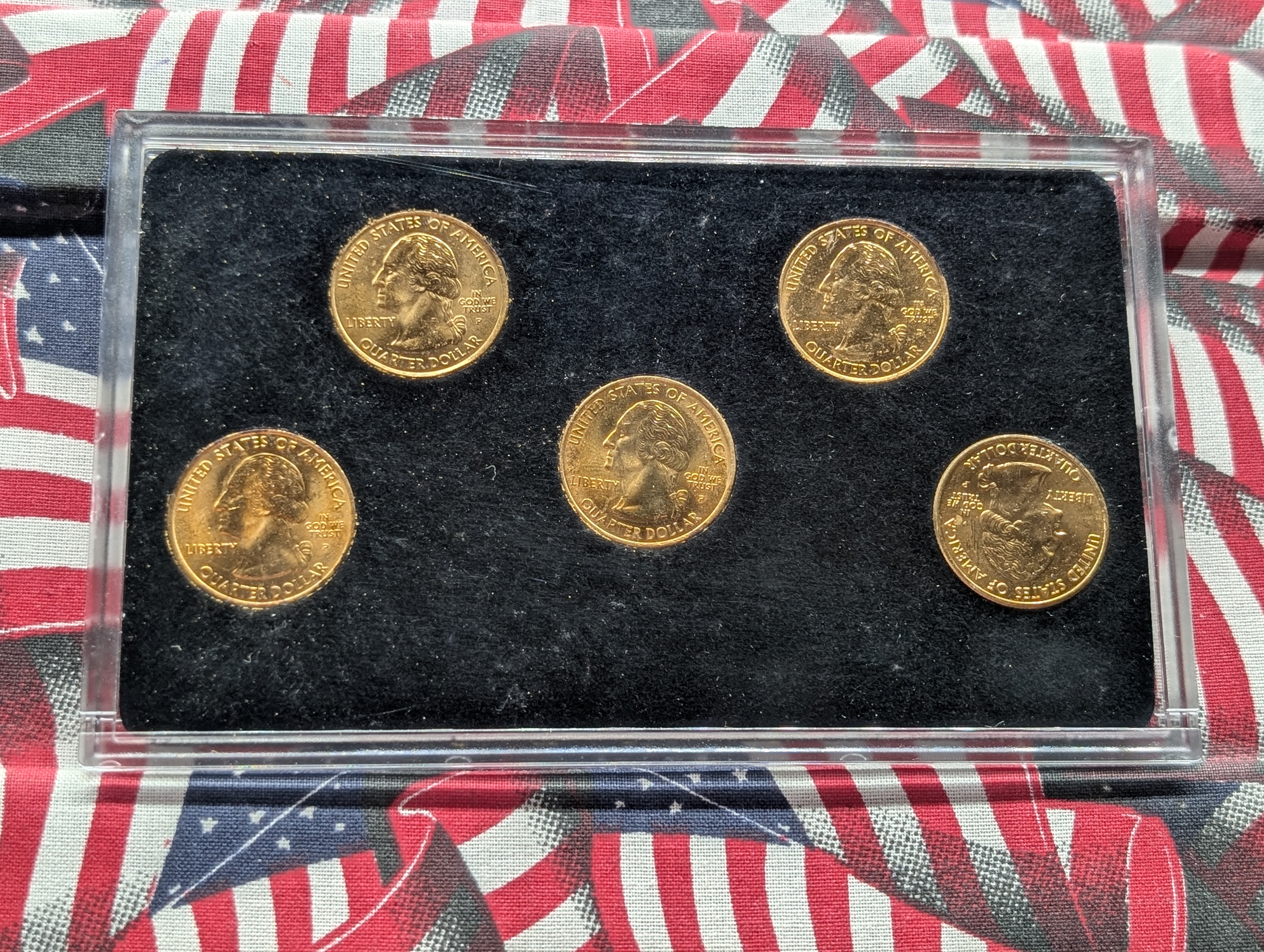 2001 Commemorative Quarters Gold Edition 5-Coin Set - Includes; New York, Vermont, North Carolina, Rhode Island and Kentucky