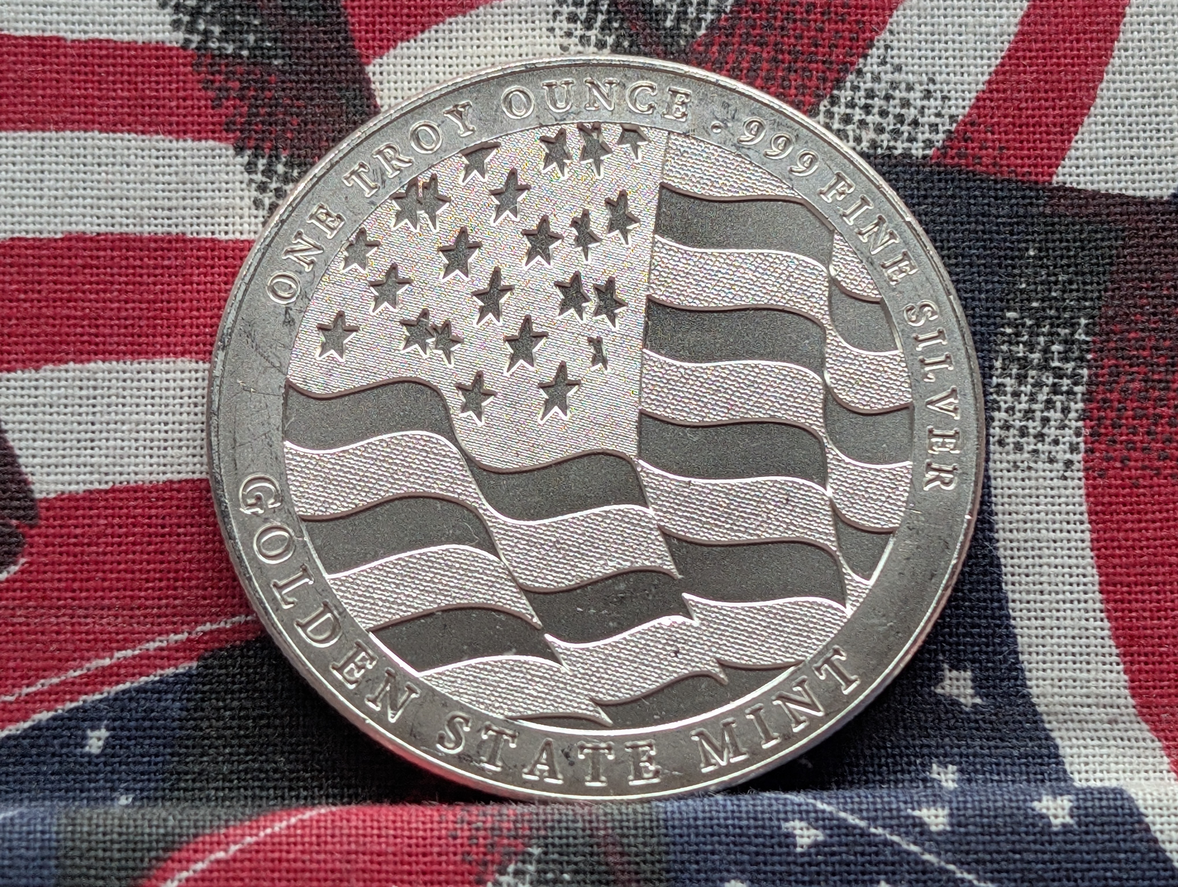 1 Troy oz .999 Fine Silver Patriotic Commemorative Round