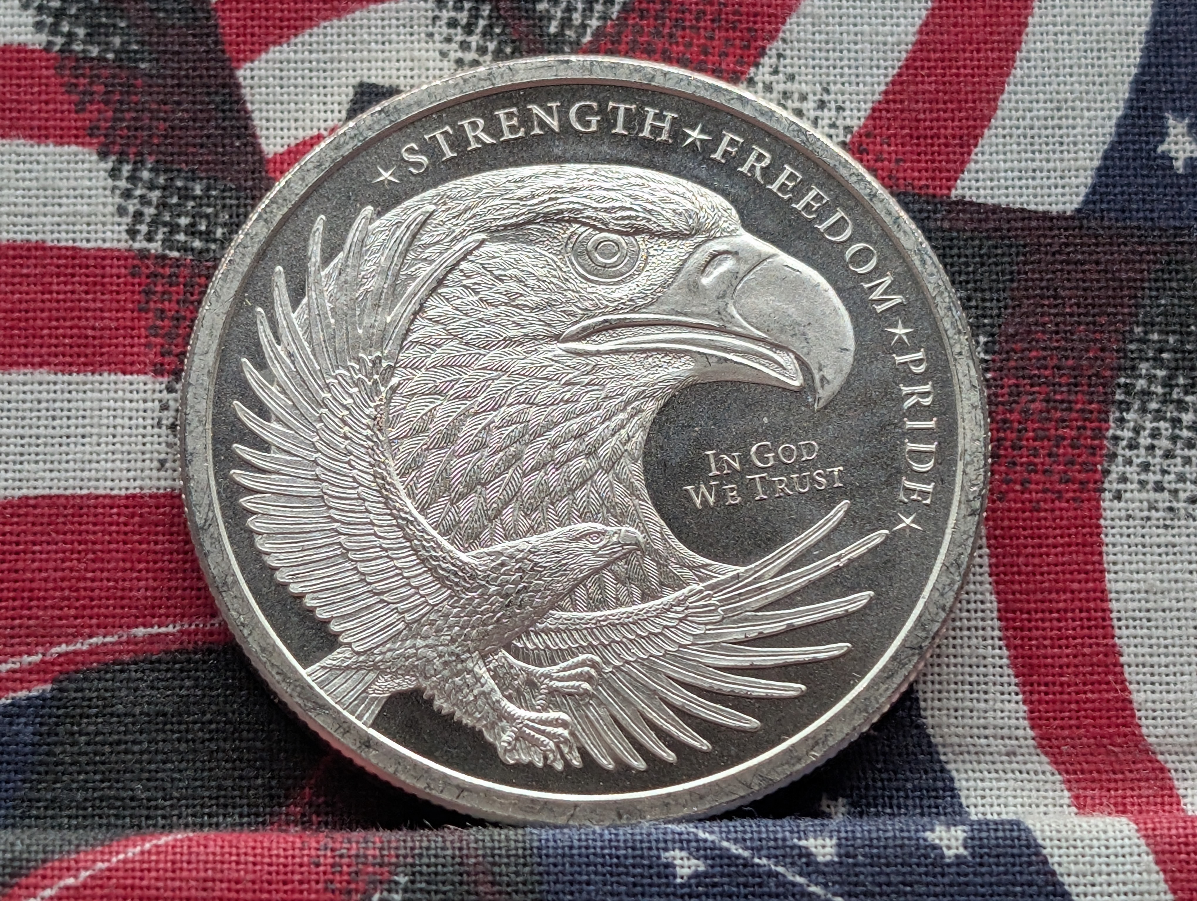 1 Troy oz .999 Fine Silver Patriotic Commemorative Round