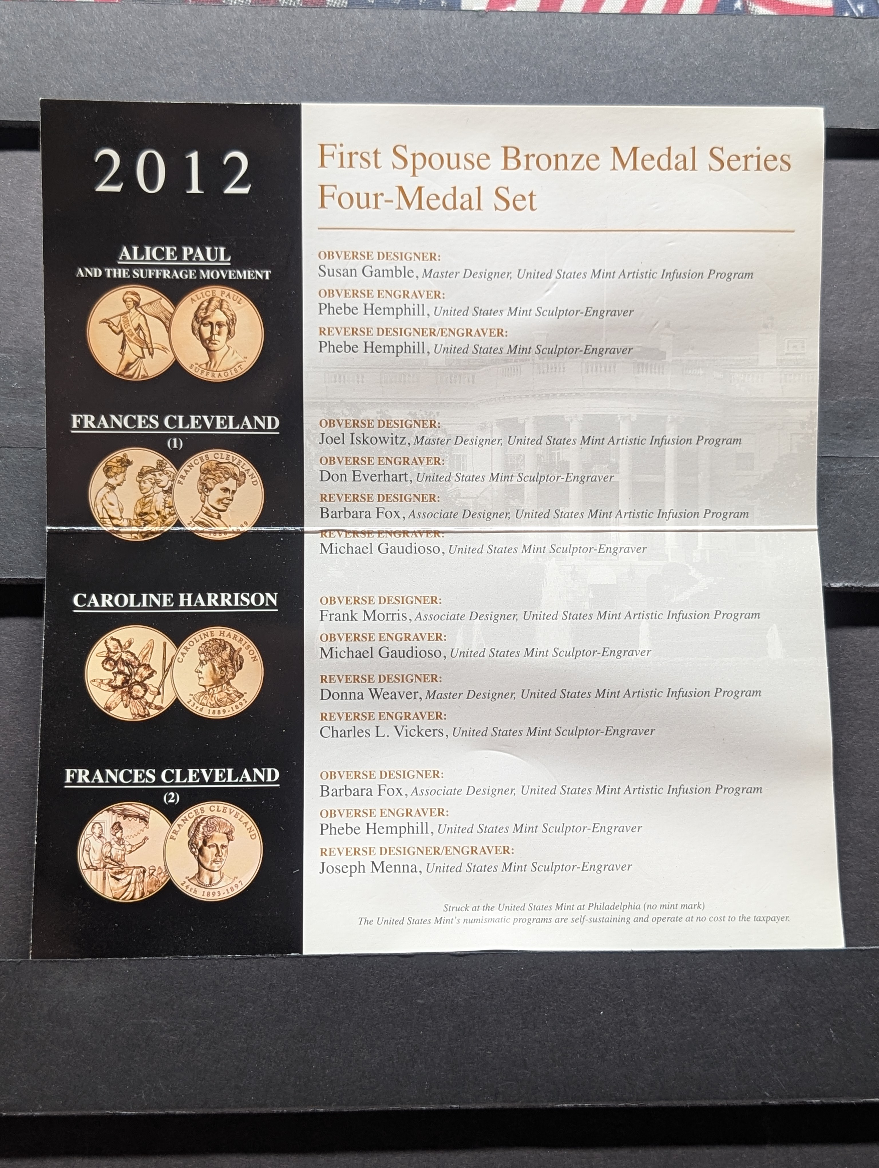 2012 First Spouse Bronze Medal 4-Medal Set